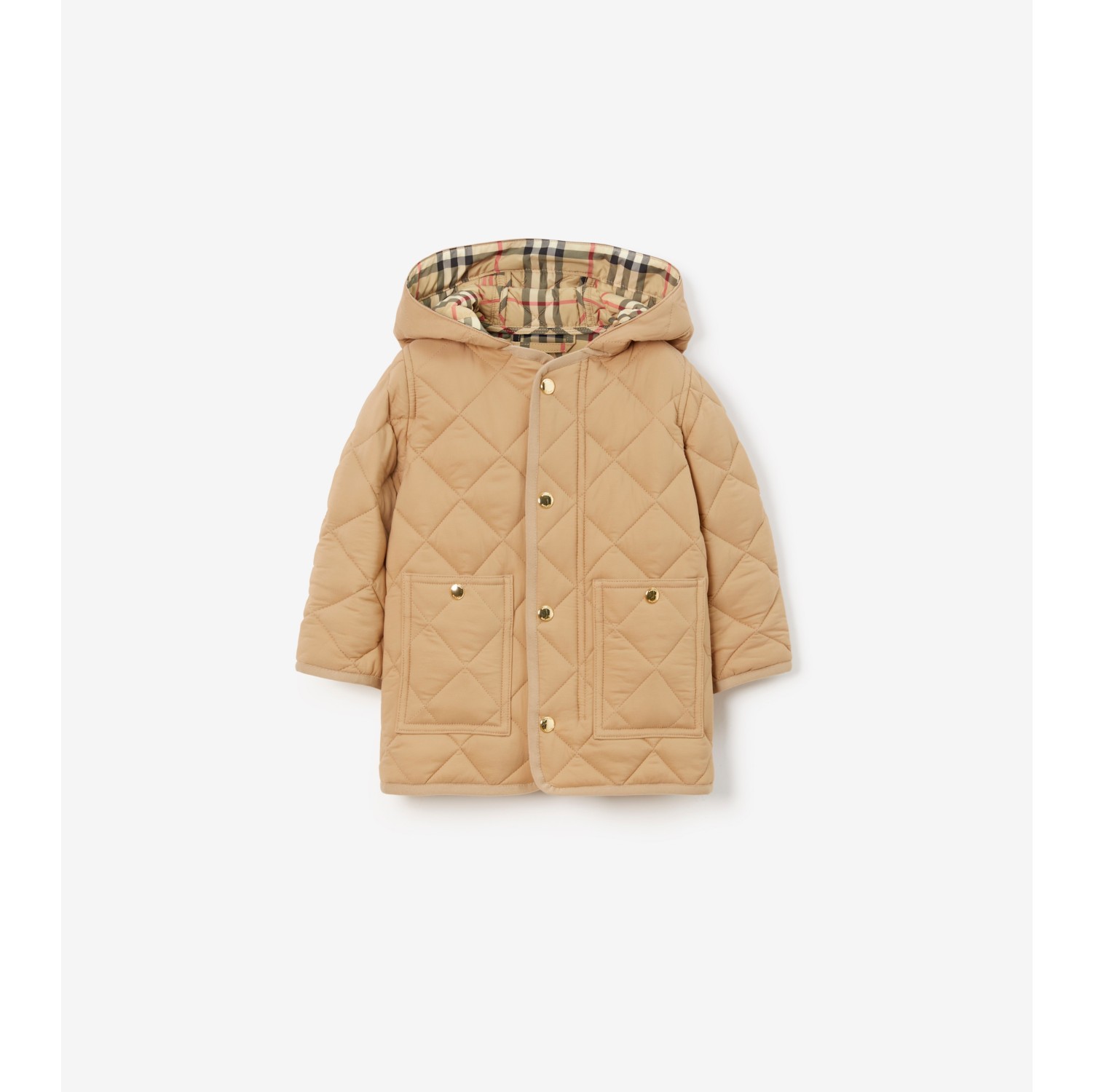 Quilted Nylon Coat in Archive beige Children Burberry Official