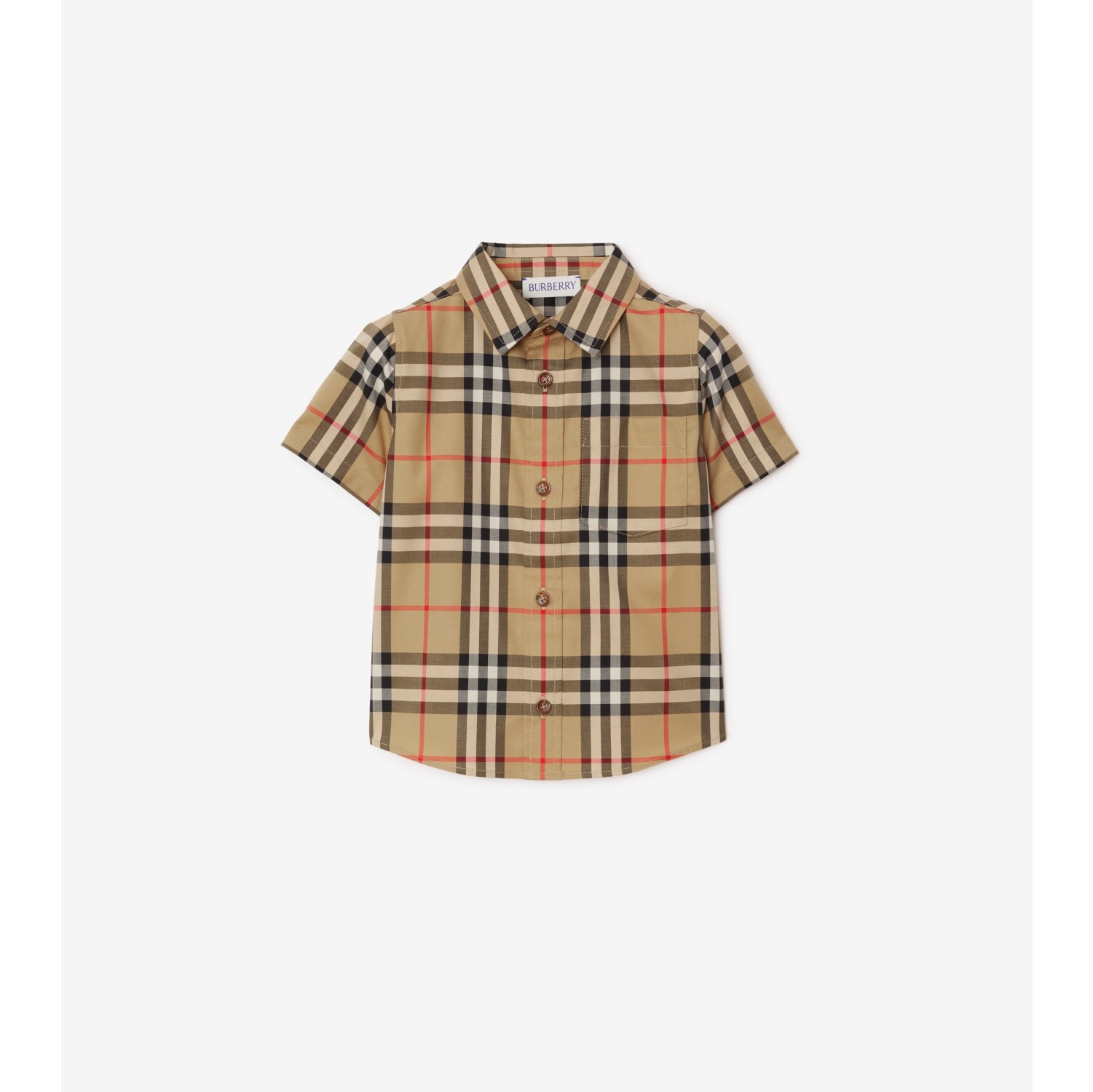 Check Stretch Cotton Shirt in Archive beige | Burberry® Official
