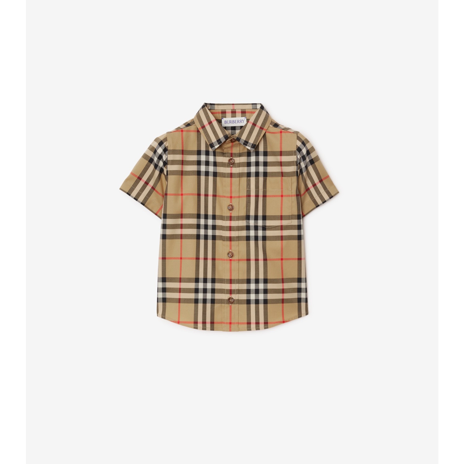 Check Stretch Cotton Shirt in Archive beige Burberry Official