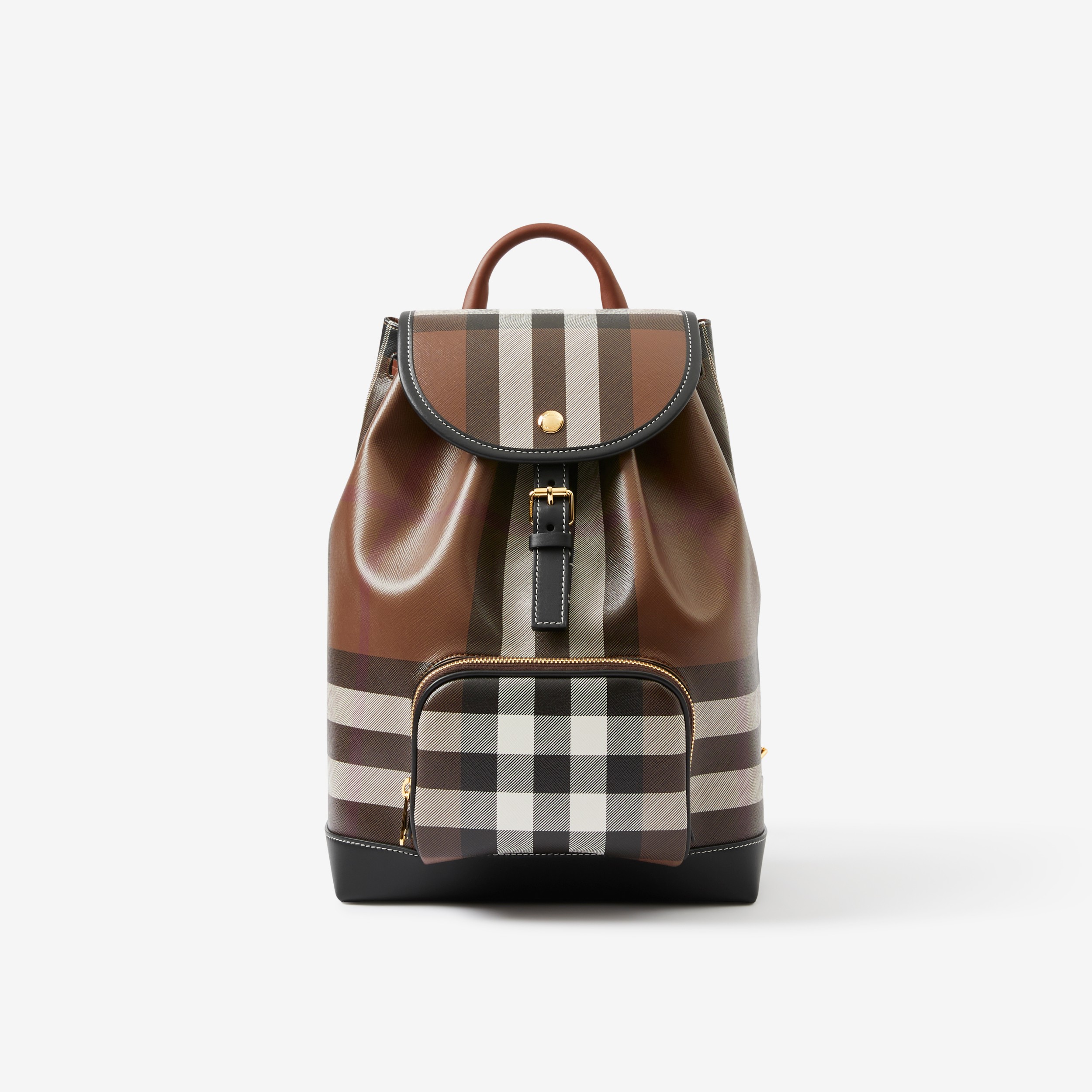 Check and Leather Backpack in Dark Birch Brown - Women | Burberry® Official