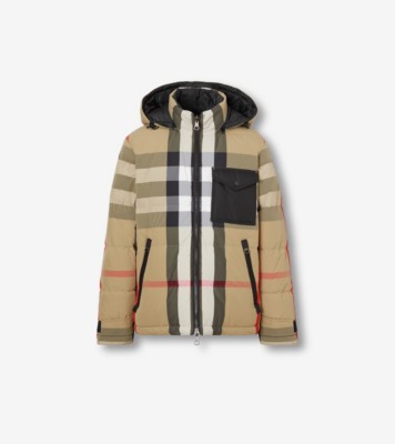 Reversible Check Puffer Jacket in Archive beige/black - Men, Nylon