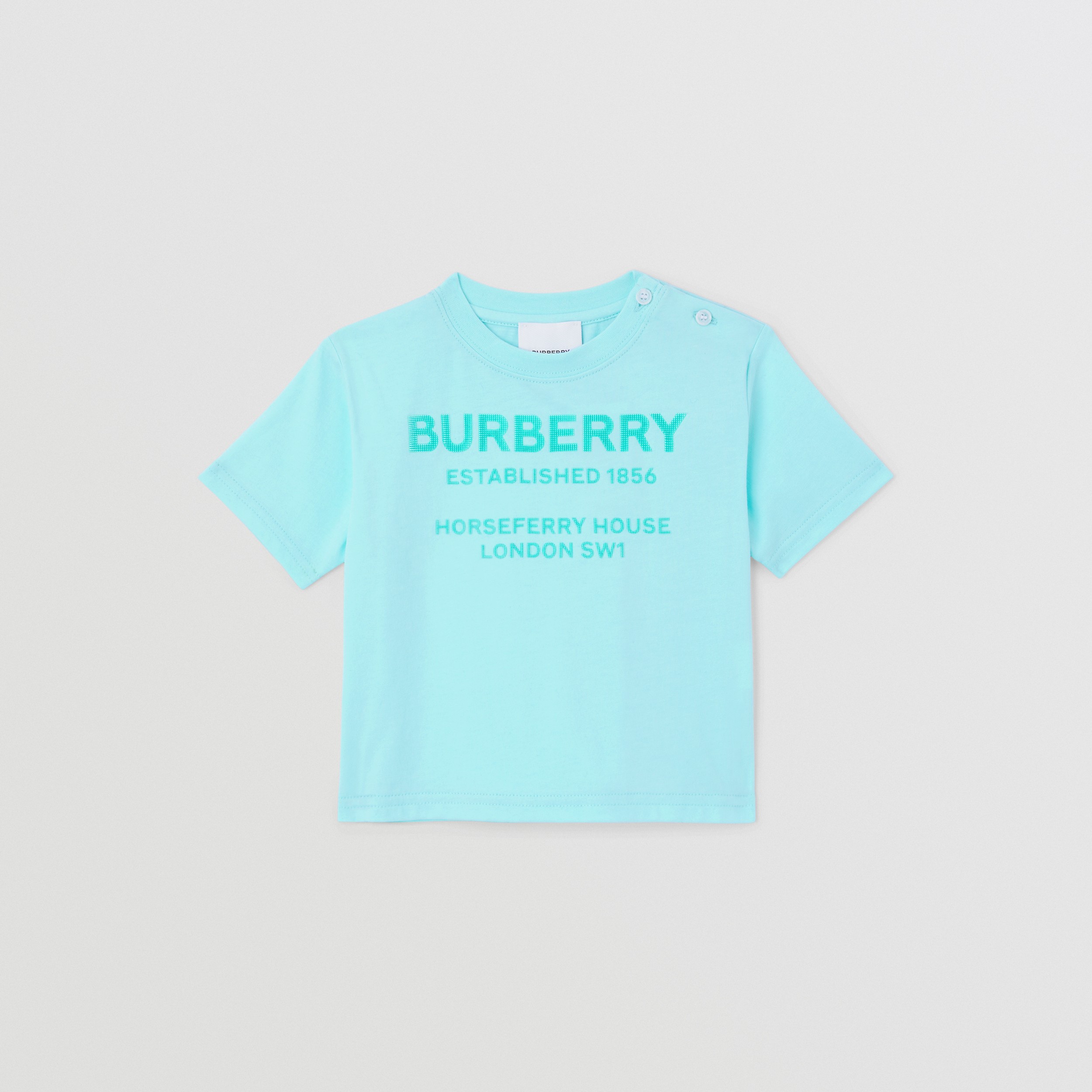 Horseferry Print Cotton T-shirt in Light Aqua Blue - Children | Burberry® Official - 1