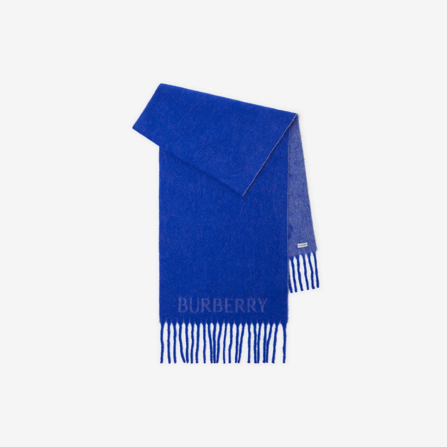 马术骑士徽标羊驼毛羊毛混纺围巾 (骑士蓝) | Burberry® 博柏利官网
