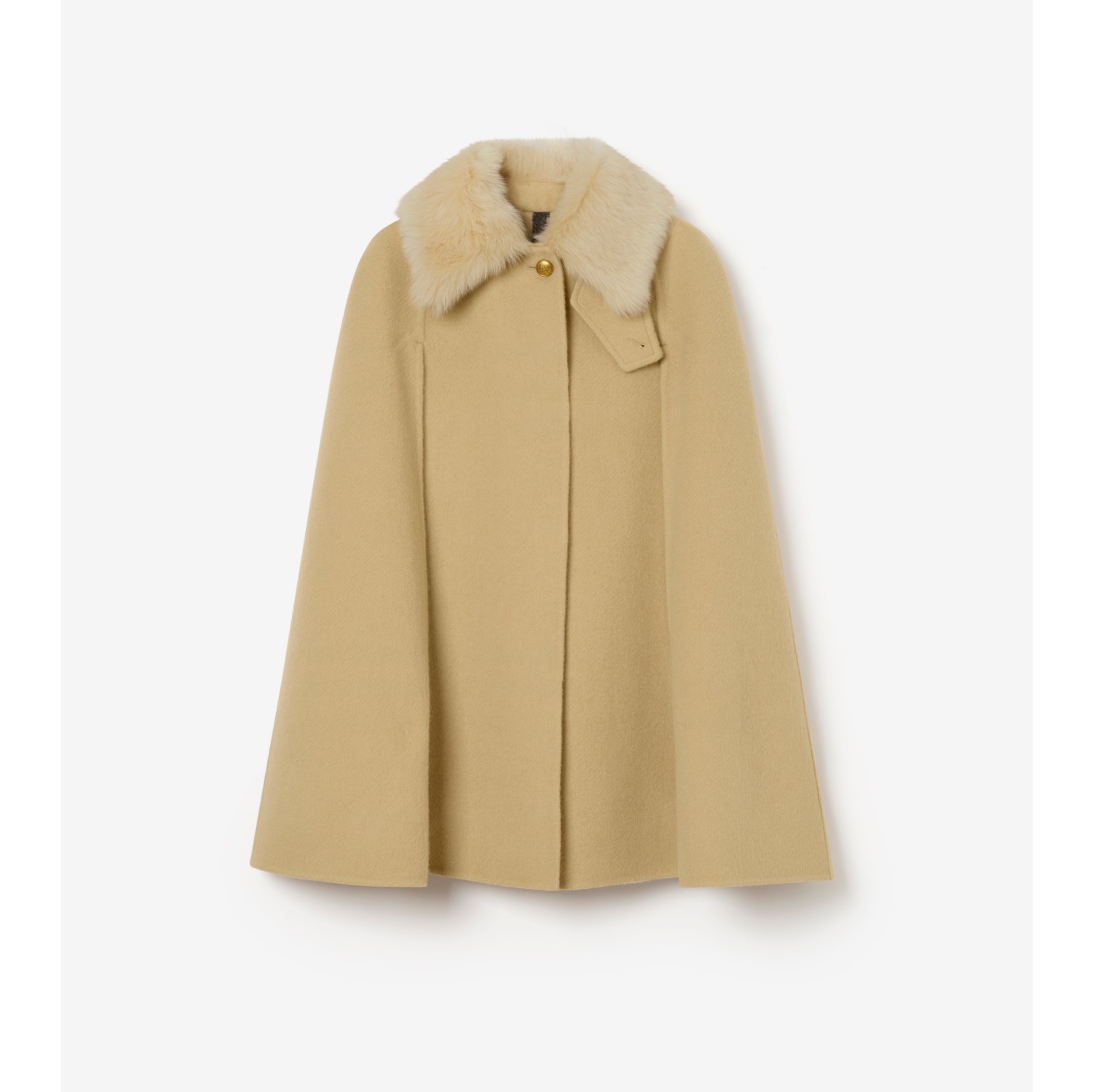 Shearling Collar Cashmere Cape