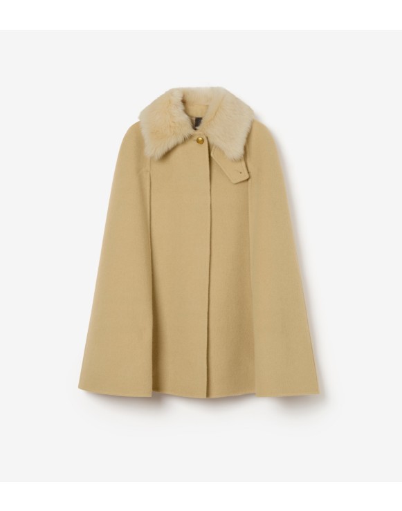 Shearling Collar Cashmere Cape