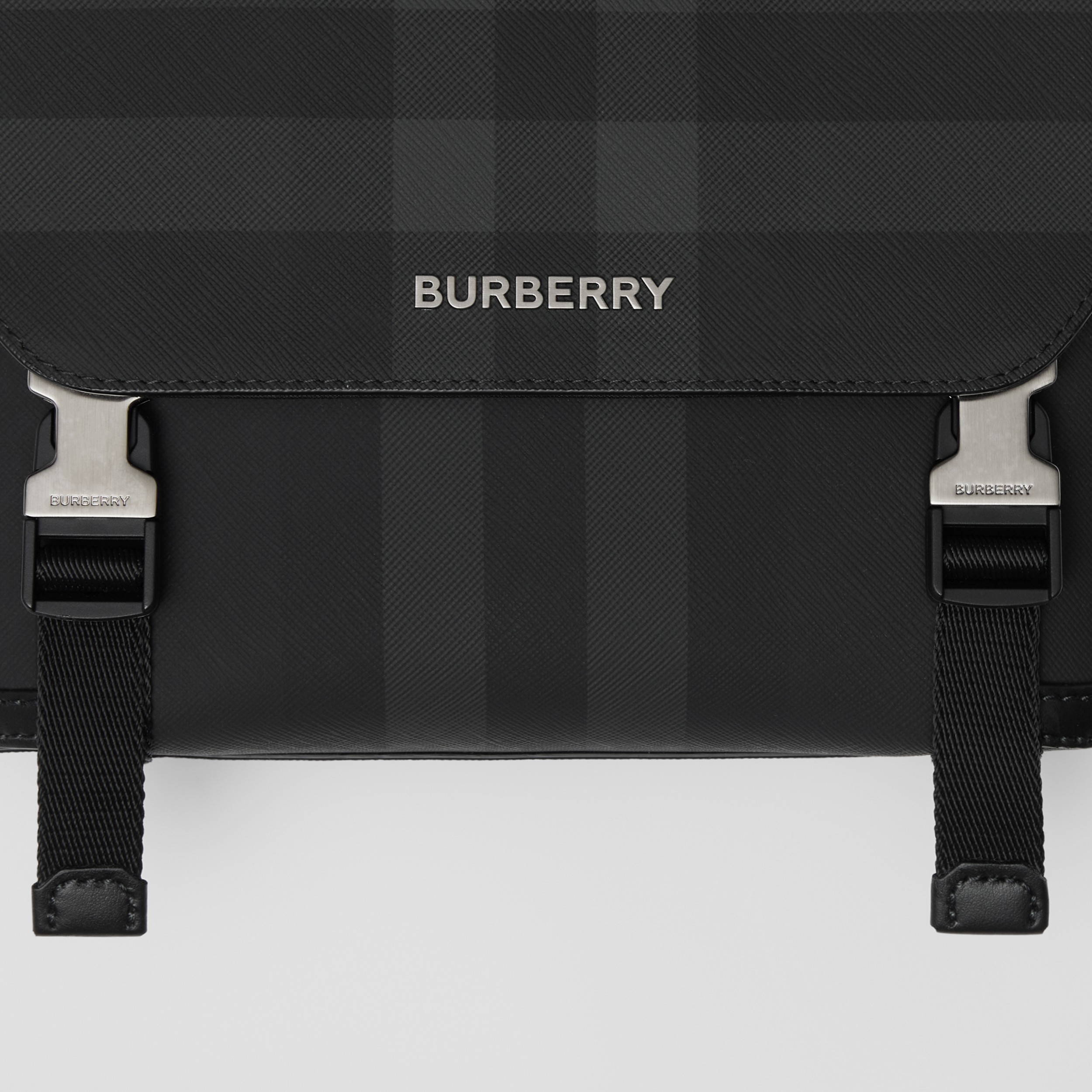 Bolsa carteiro de couro e xadrez grafite - Pequena | Burberry® oficial - 2