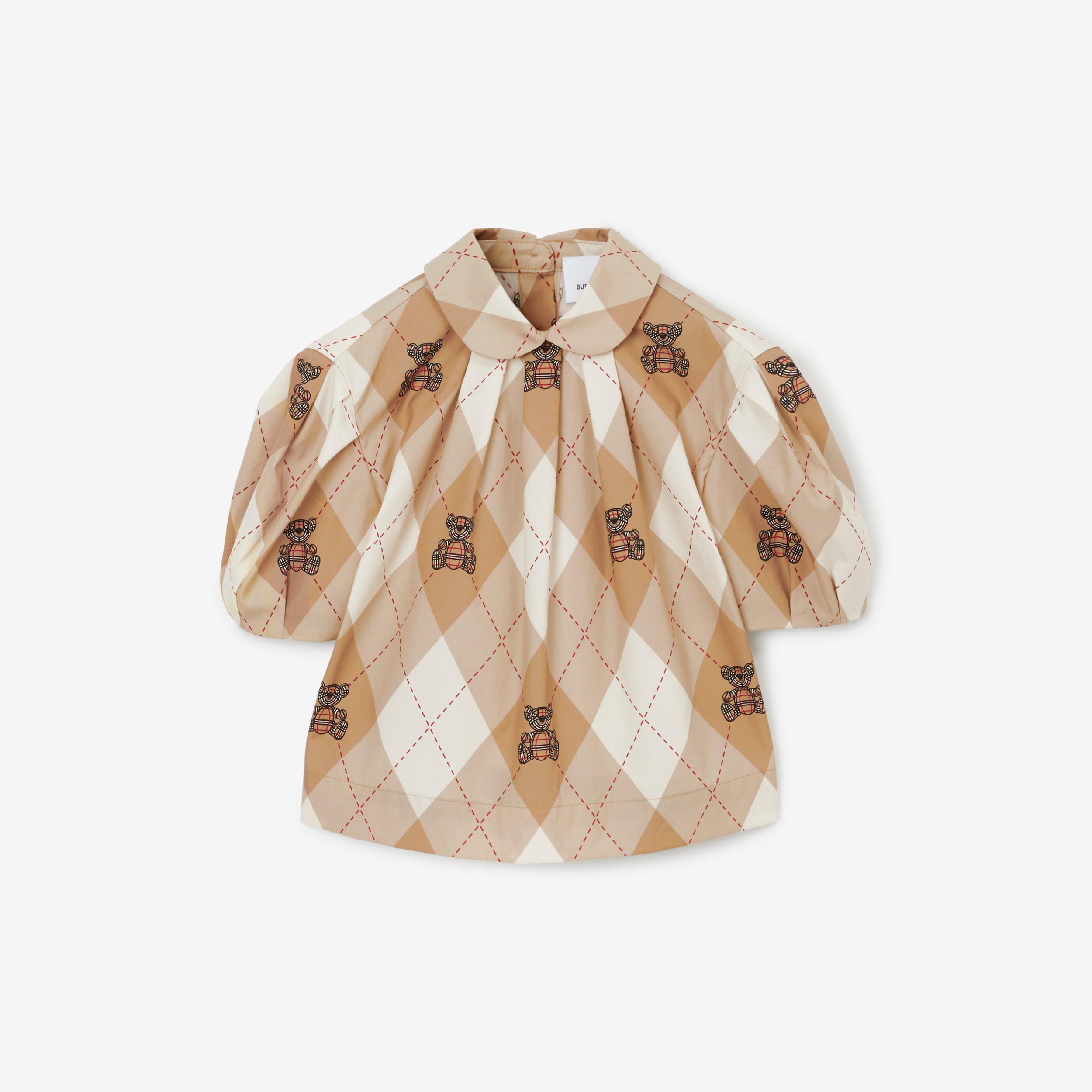 Blusa de algodão stretch com estampa Argyle e Thomas Bear (Fulvo Suave) | Burberry® oficial - 1