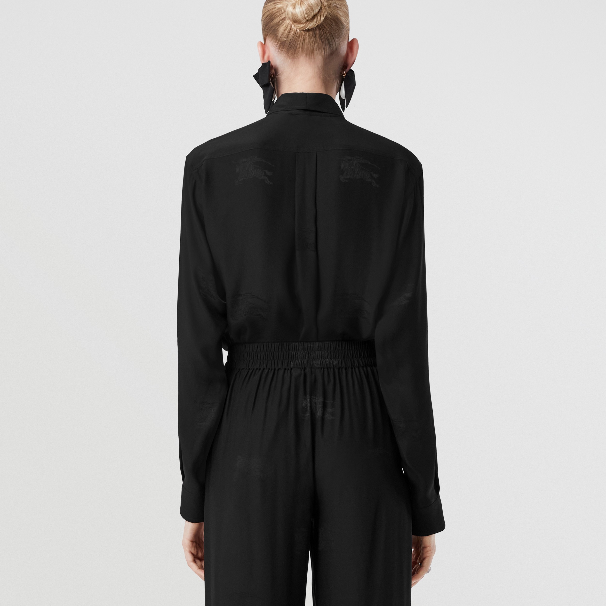 EKD Silk Jacquard Oversized Shirt in Black - Women | Burberry® Official - 3