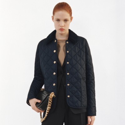 quilted jacket with corduroy collar