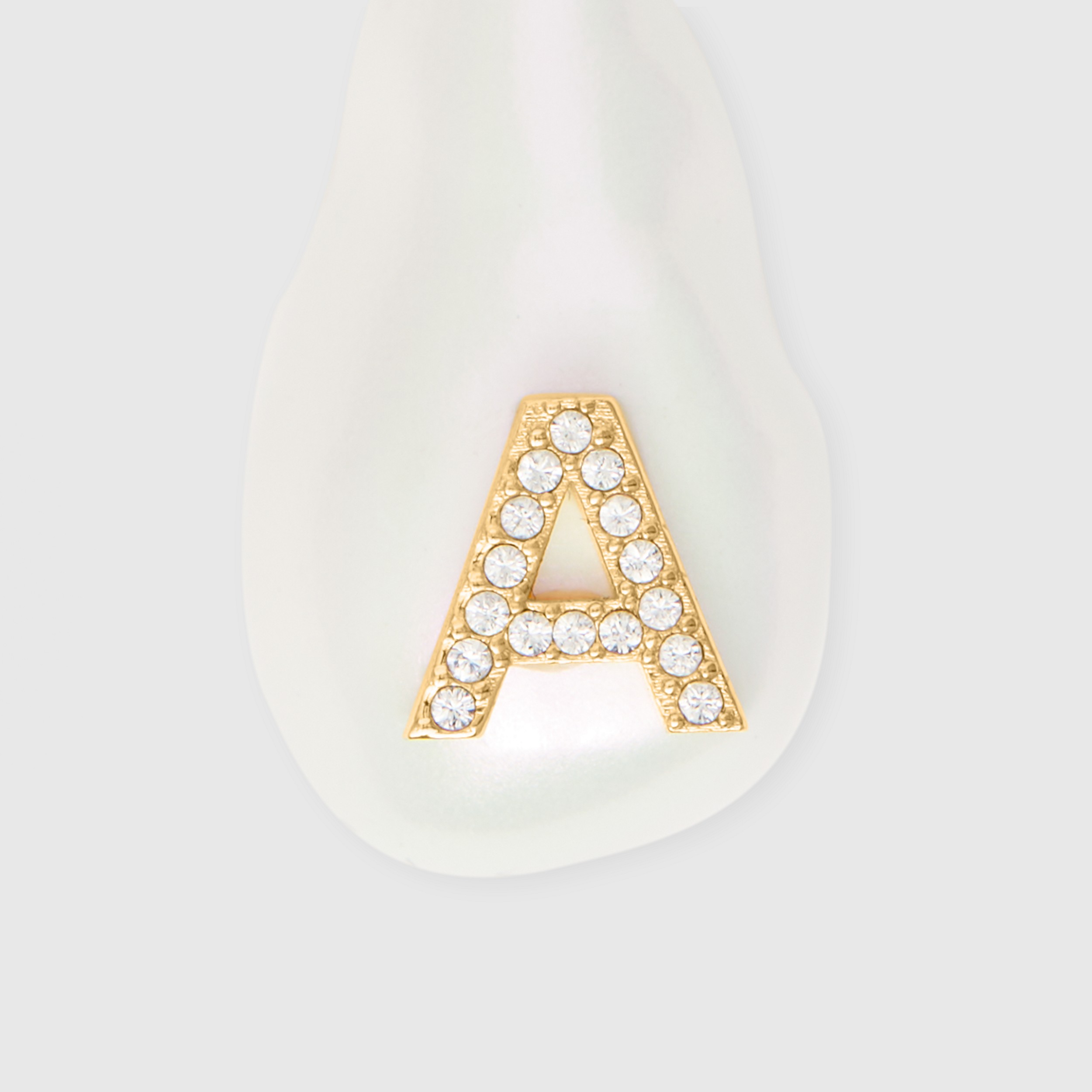 ‘A’ Crystal and Resin Pearl Letter Charm – Online Exclusive in Light Gold/mother-of-pearl - Women | Burberry® Official - 2