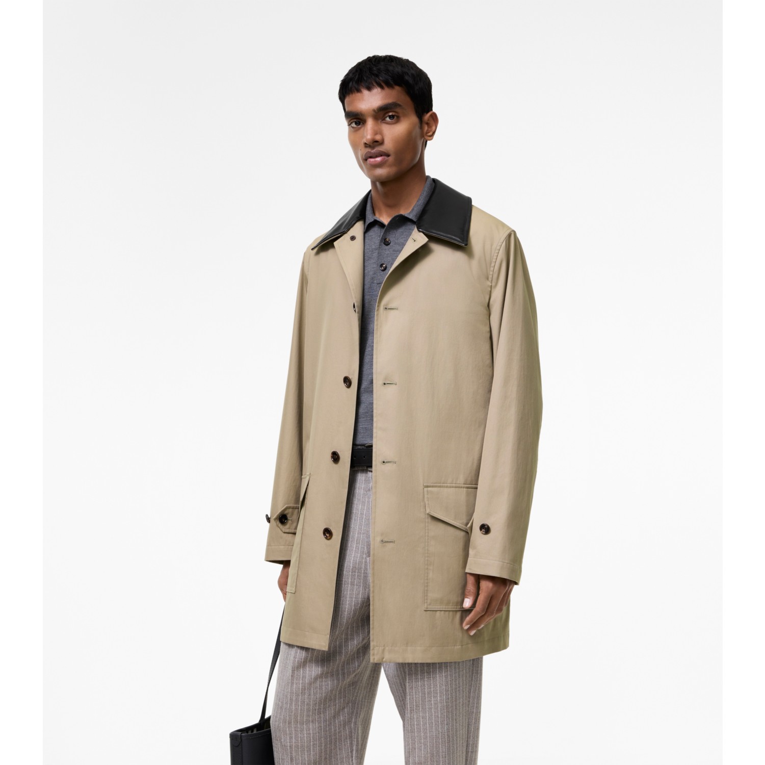 Mid-length Leather Collar Meadowbank Car Coat