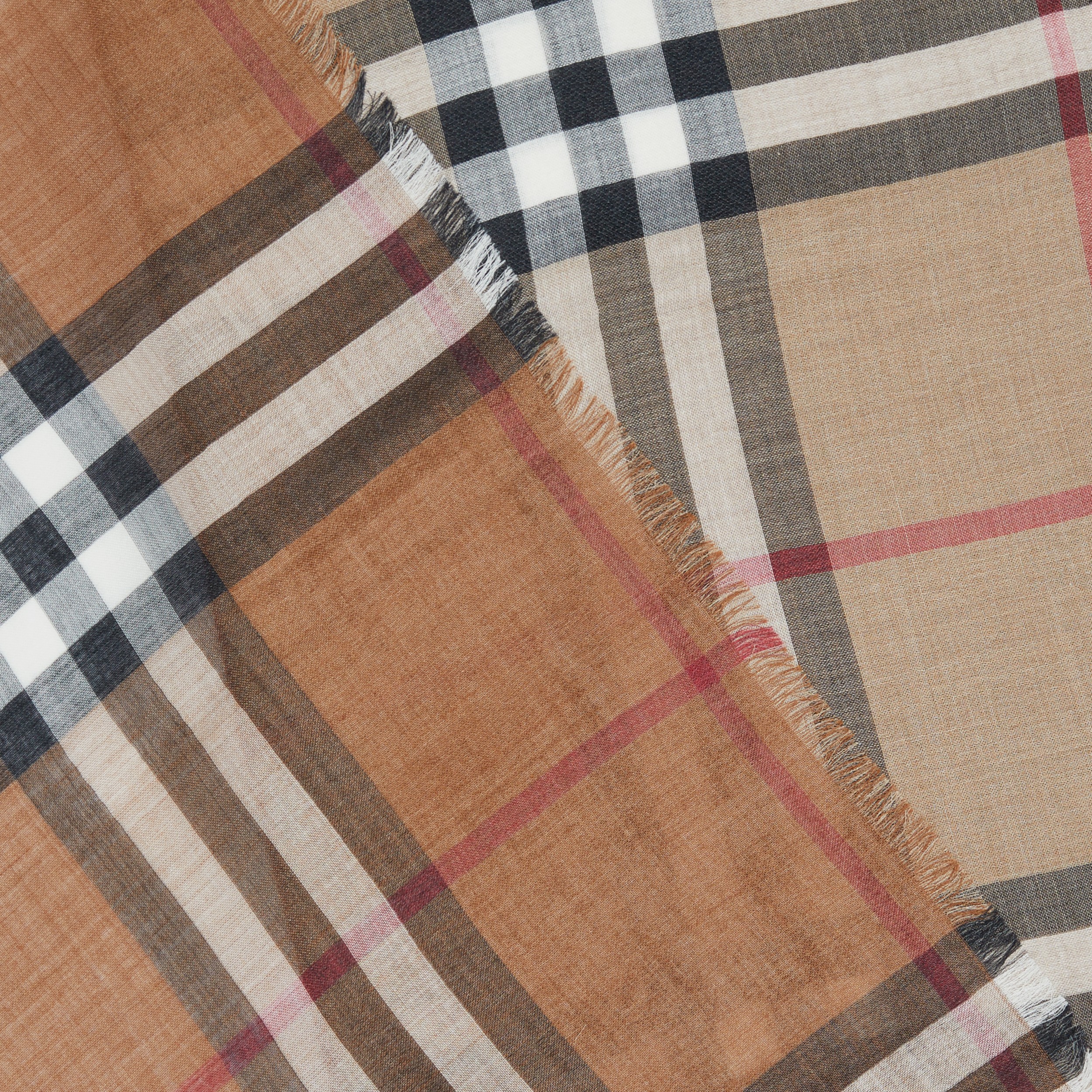Check Lightweight Wool Silk Scarf in Archive Beige Burberry® Official