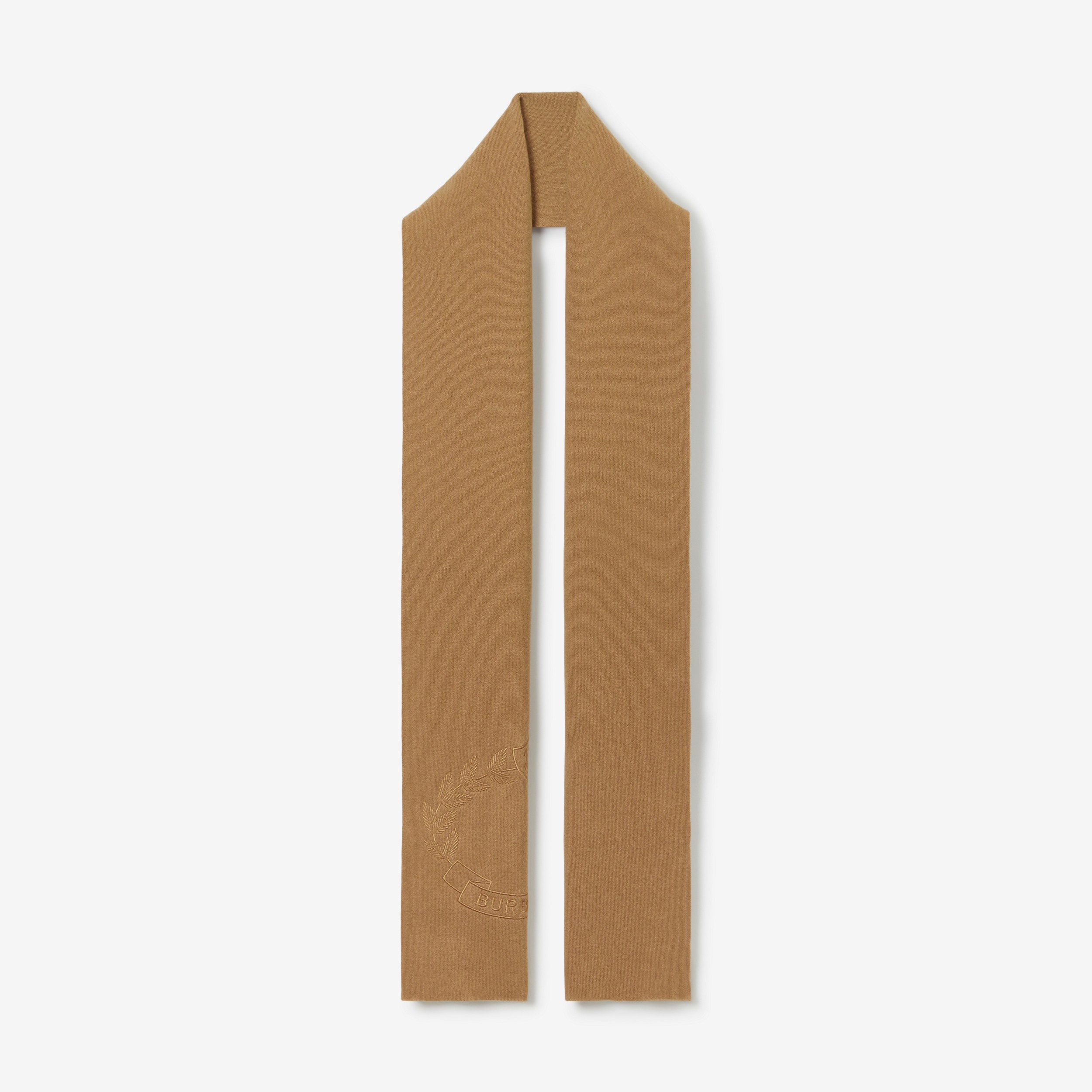 Sciarpa in misto cashmere con stemma con foglie di quercia ricamato (Cammello) | Sito ufficiale Burberry® - 1