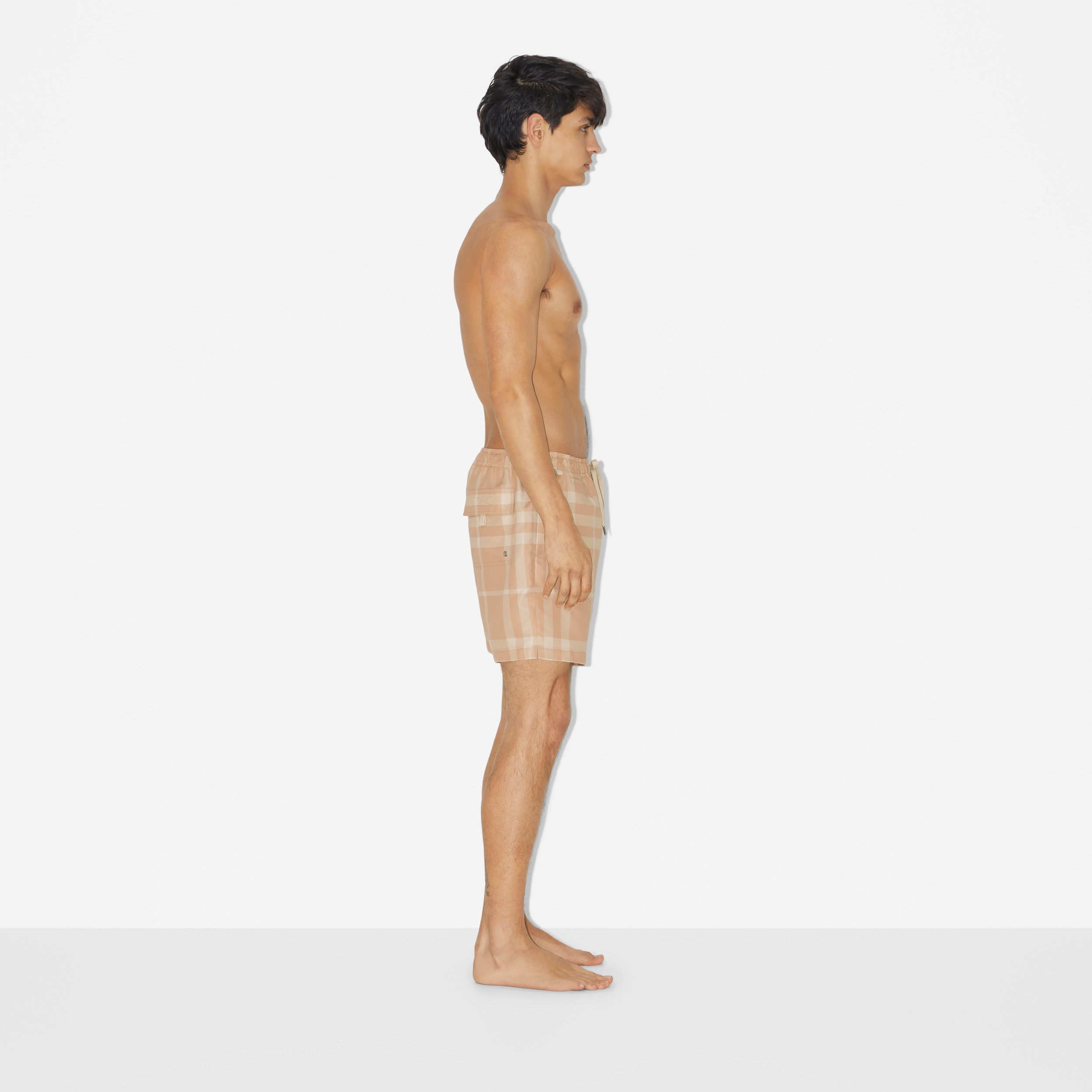 Check Drawcord Swim Shorts in Soft Fawn - Men | Burberry® Official - 3
