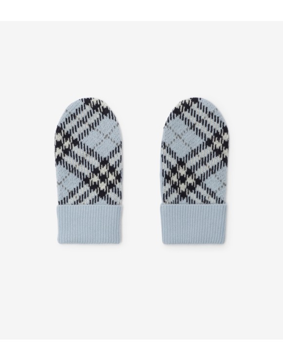 Check Wool Cashmere Mittens