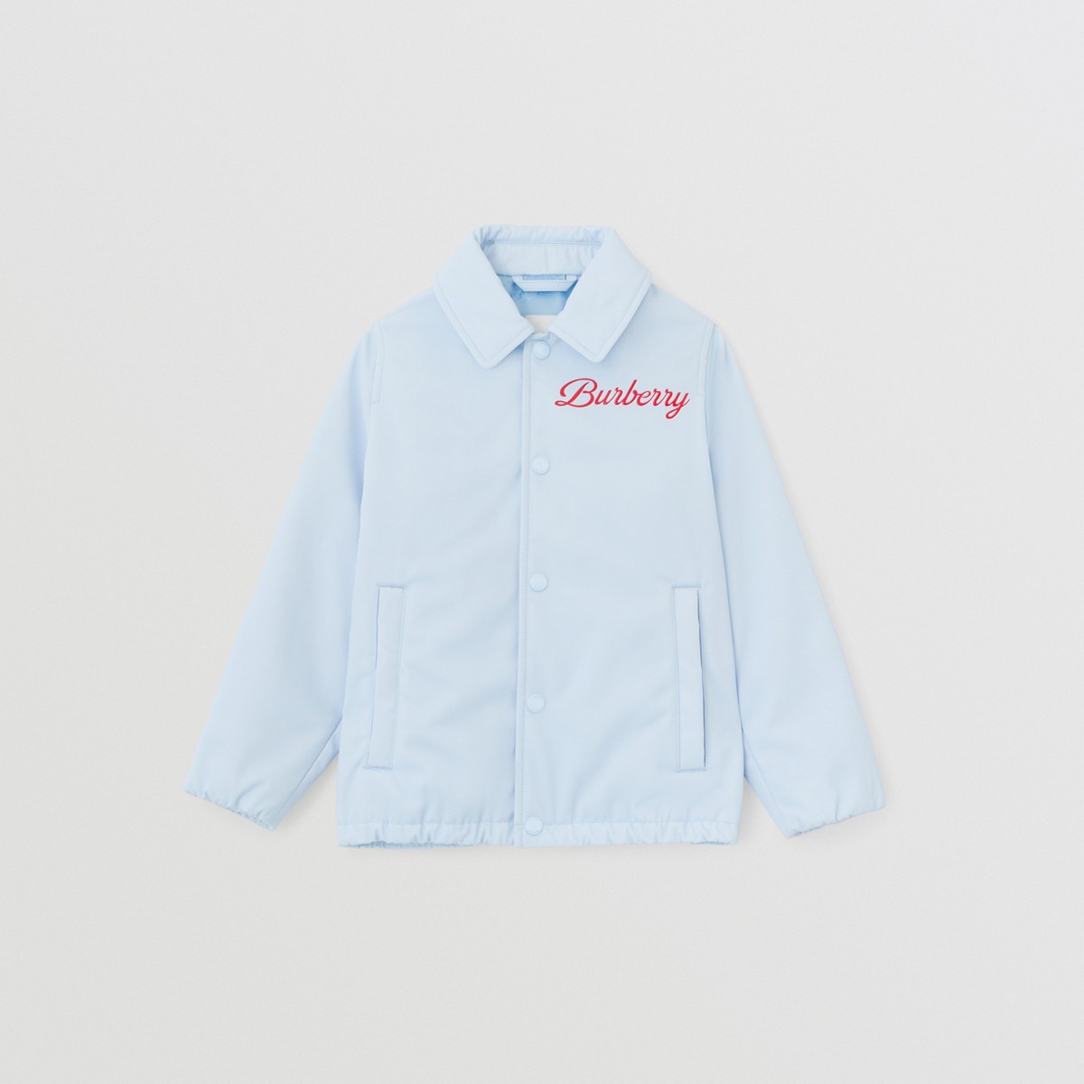 Burberry Kids'  Childrens Logo Script Print Jacket In Pale Blue
