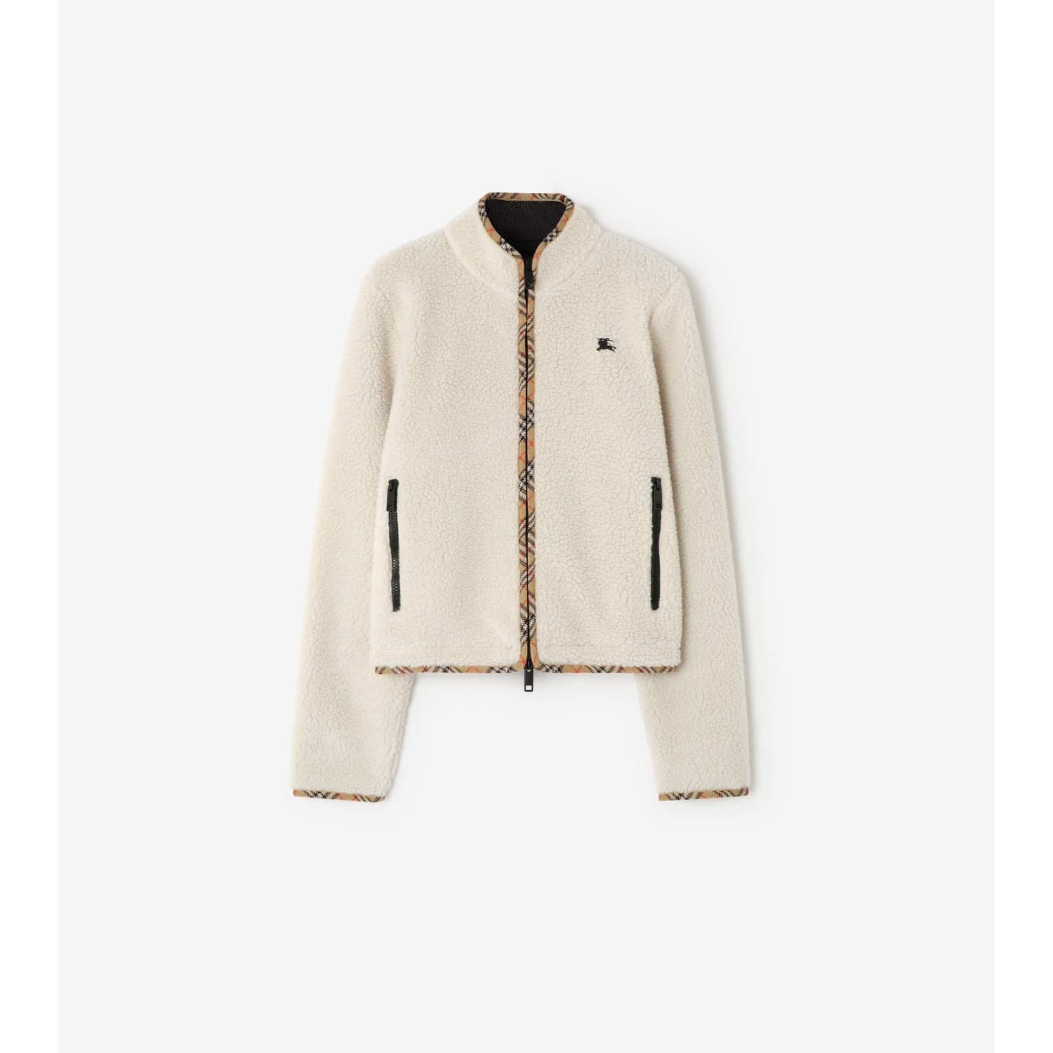 Cropped Wool Cashmere Blend Fleece Jacket