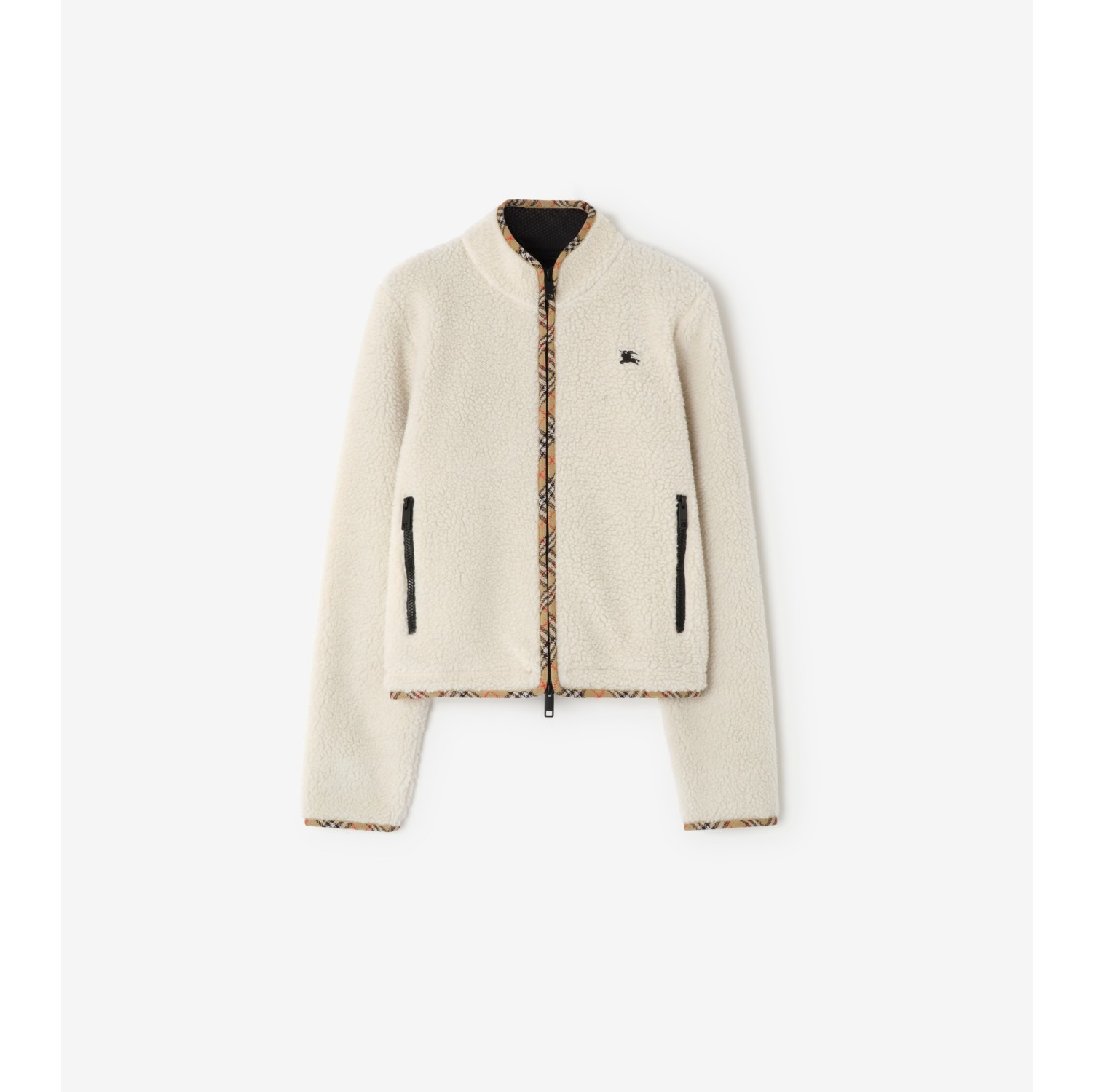 Cropped Wool Cashmere Blend Fleece Jacket