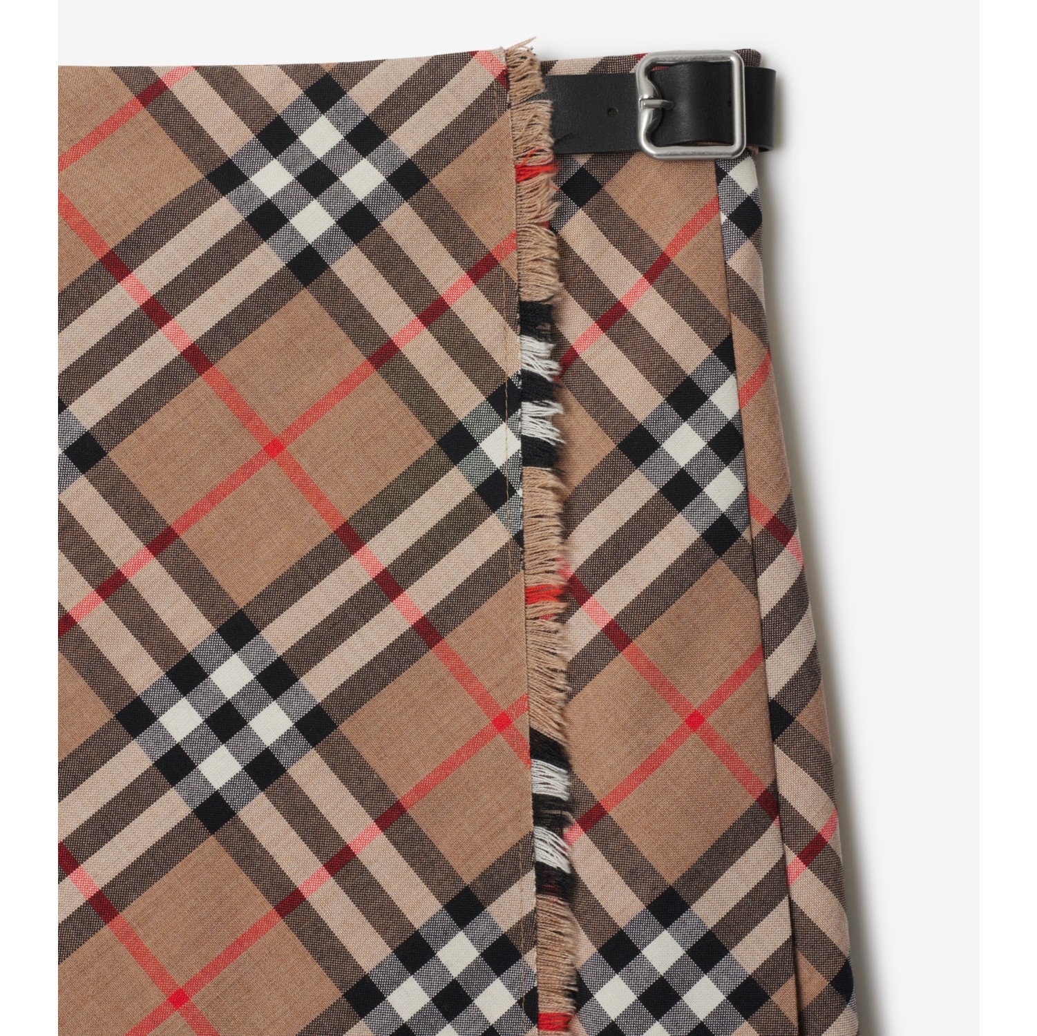 Check Wool Blend Mini Kilt in Nut - Women, Nylon | Burberry® Official