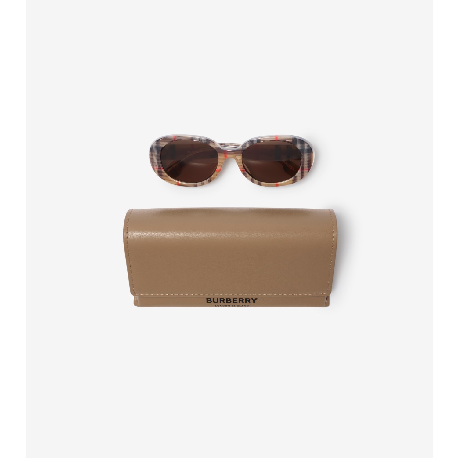 Check Oval Sunglasses in Antique yellow Children Burberry Official