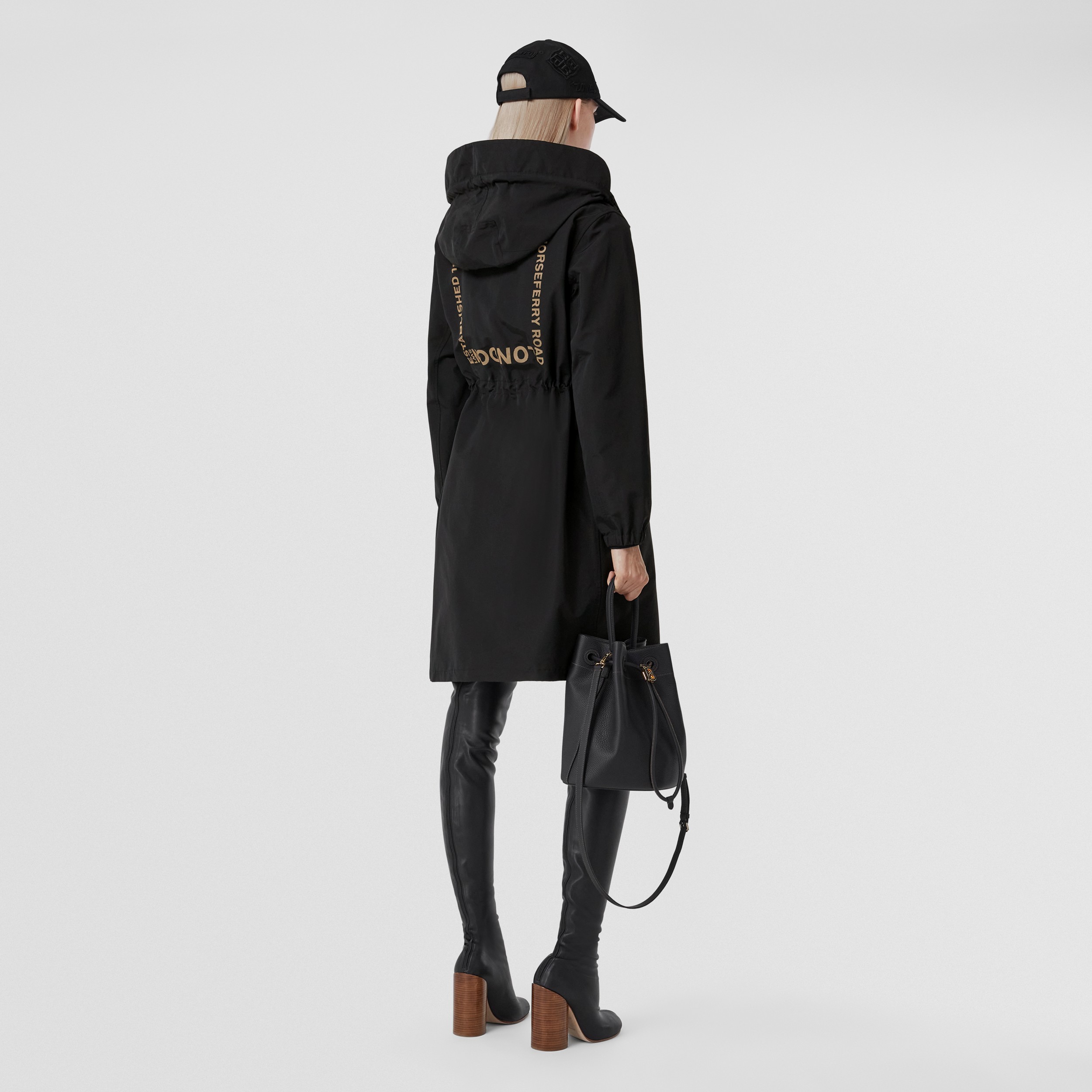 Horseferry Square Print Cotton Blend Parka in Black - Women | Burberry® Official - 1