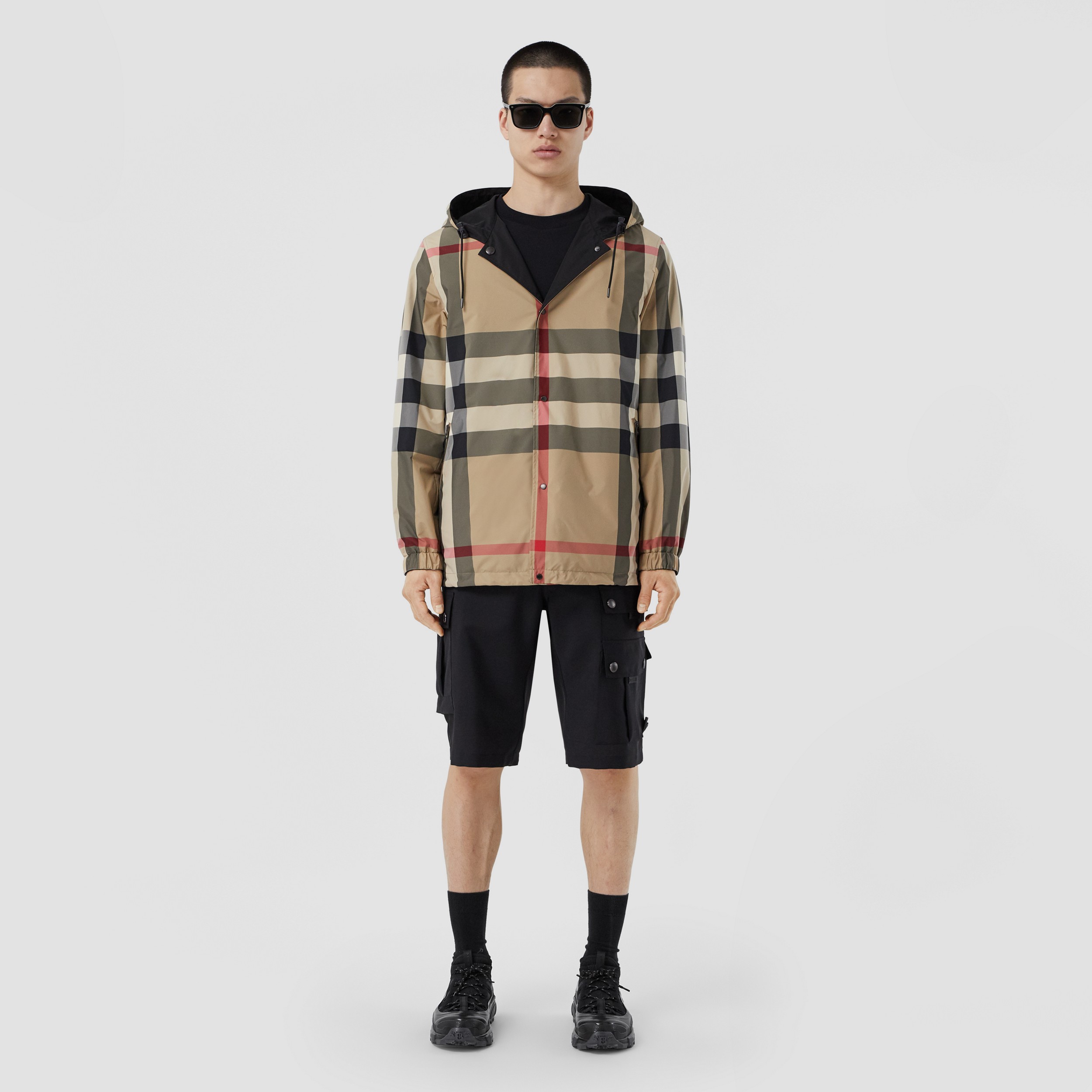 Reversible Check Hooded Jacket in Archive Beige - Men | Burberry® Official - 1