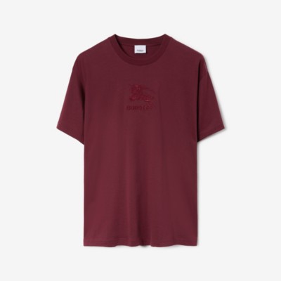 Shop Burberry Ekd Cotton T-shirt In Deep Crimson