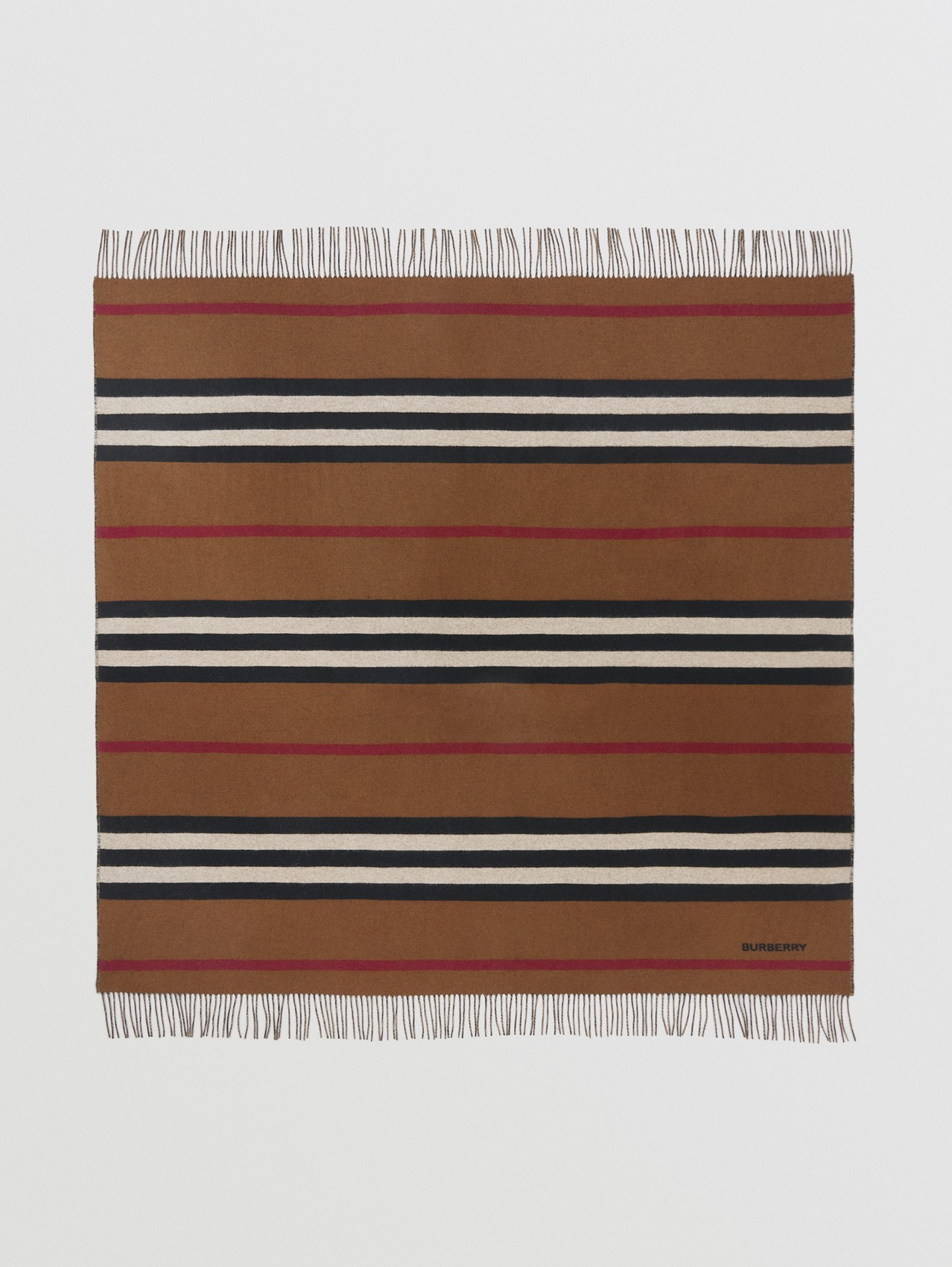 Coperta in lana e cashmere con iconico motivo a righe (Marrone Betulla)