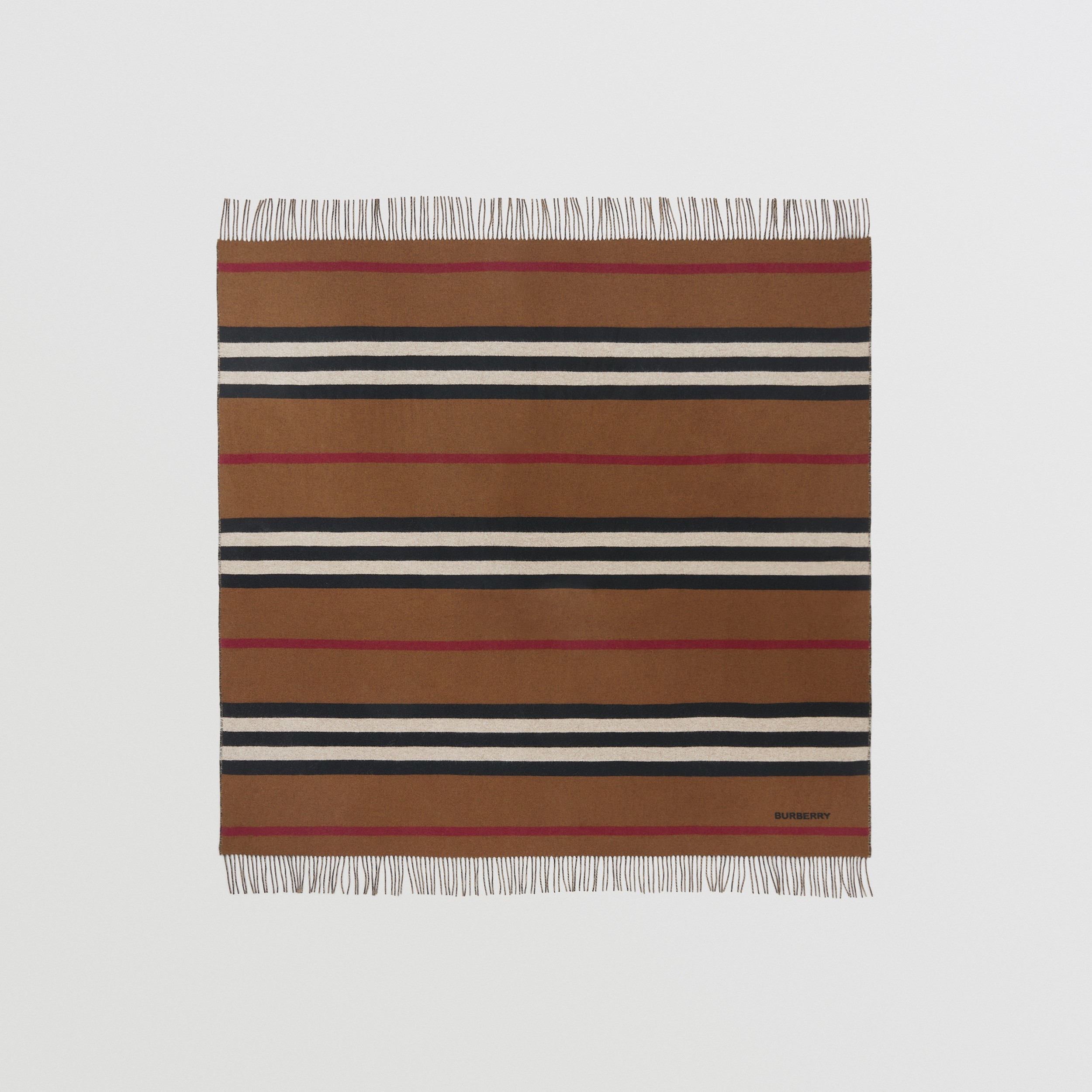 Icon Stripe Cashmere Wool Blanket in Birch Brown | Burberry® Official - 1