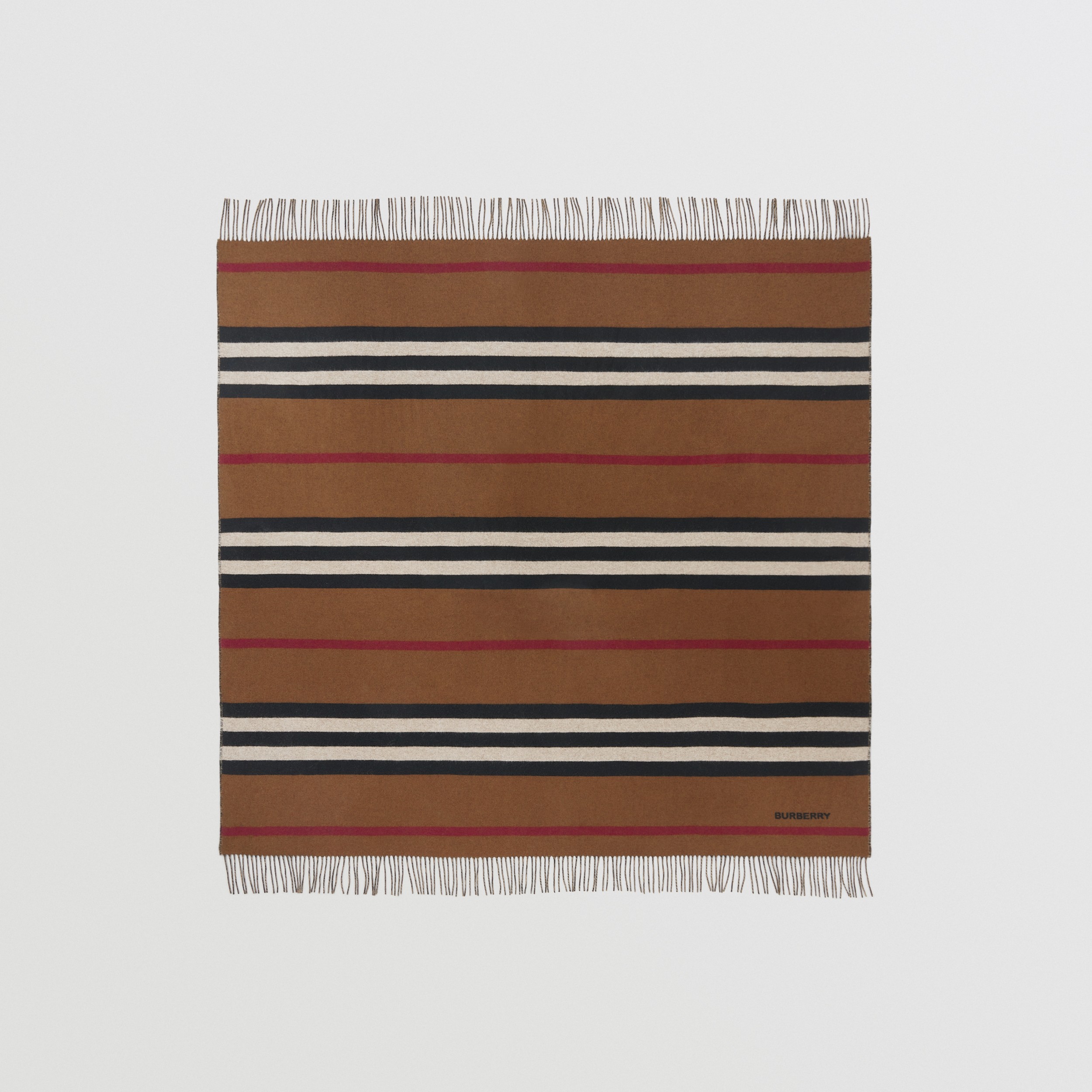 Icon Stripe Cashmere Wool Blanket in Birch Brown Burberry® Official