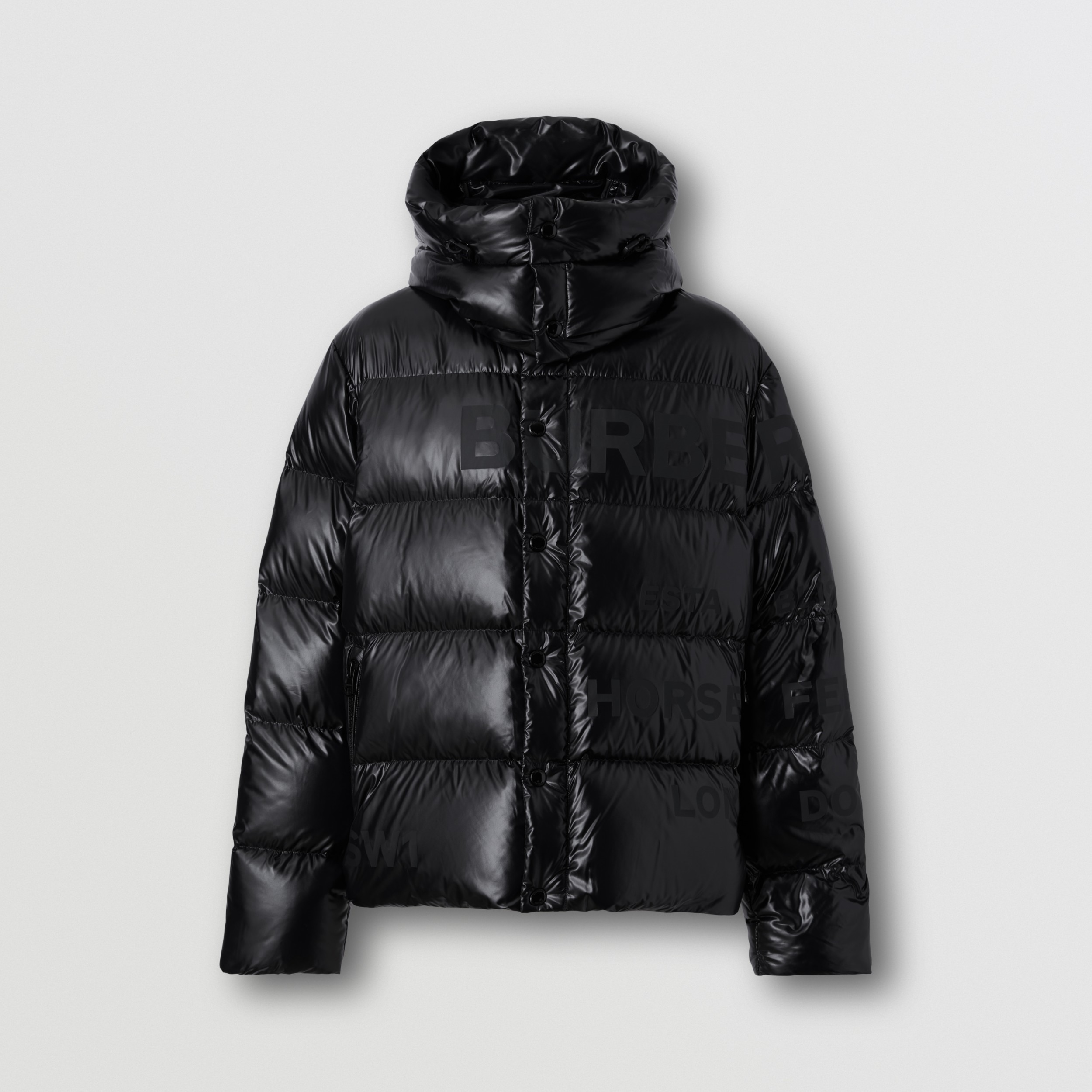Detachable Hood Horseferry Print Puffer Jacket in Black - Men | Burberry® Official - 4