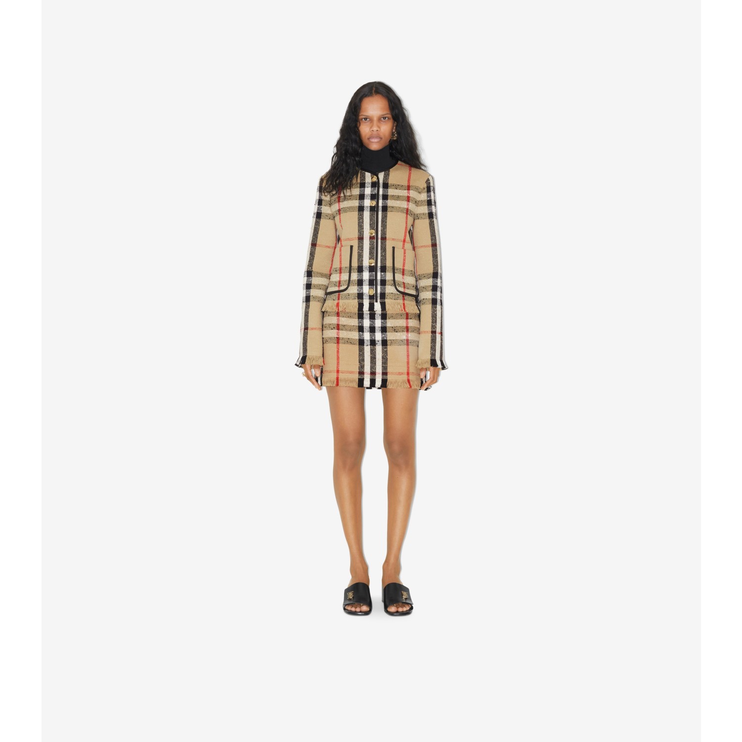 Vintage Check Boucle Miniskirt in Beige - Burberry