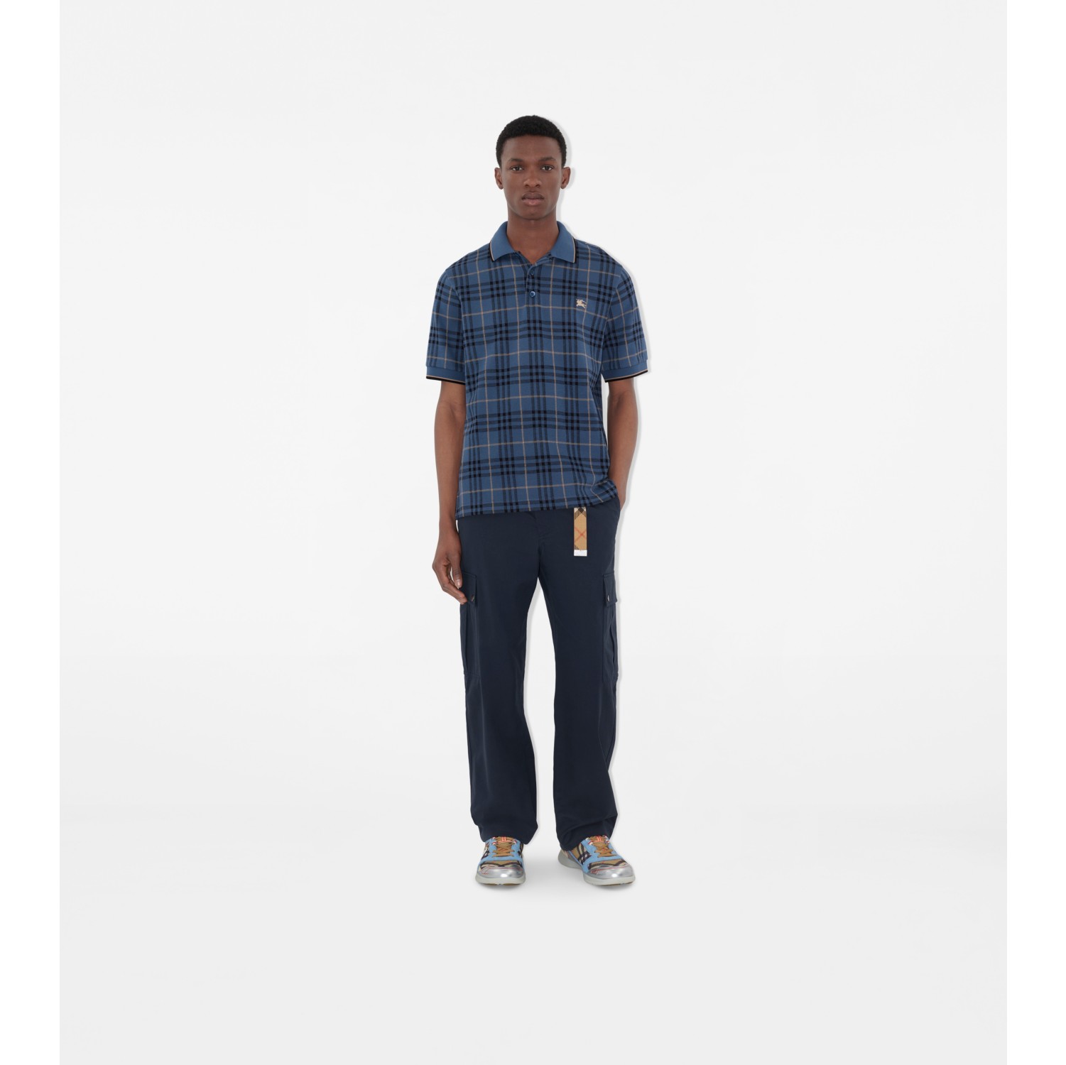Baumwoll-Poloshirt in Check