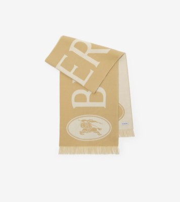 Logo Wool Scarf in Sand beige | Burberry® Official