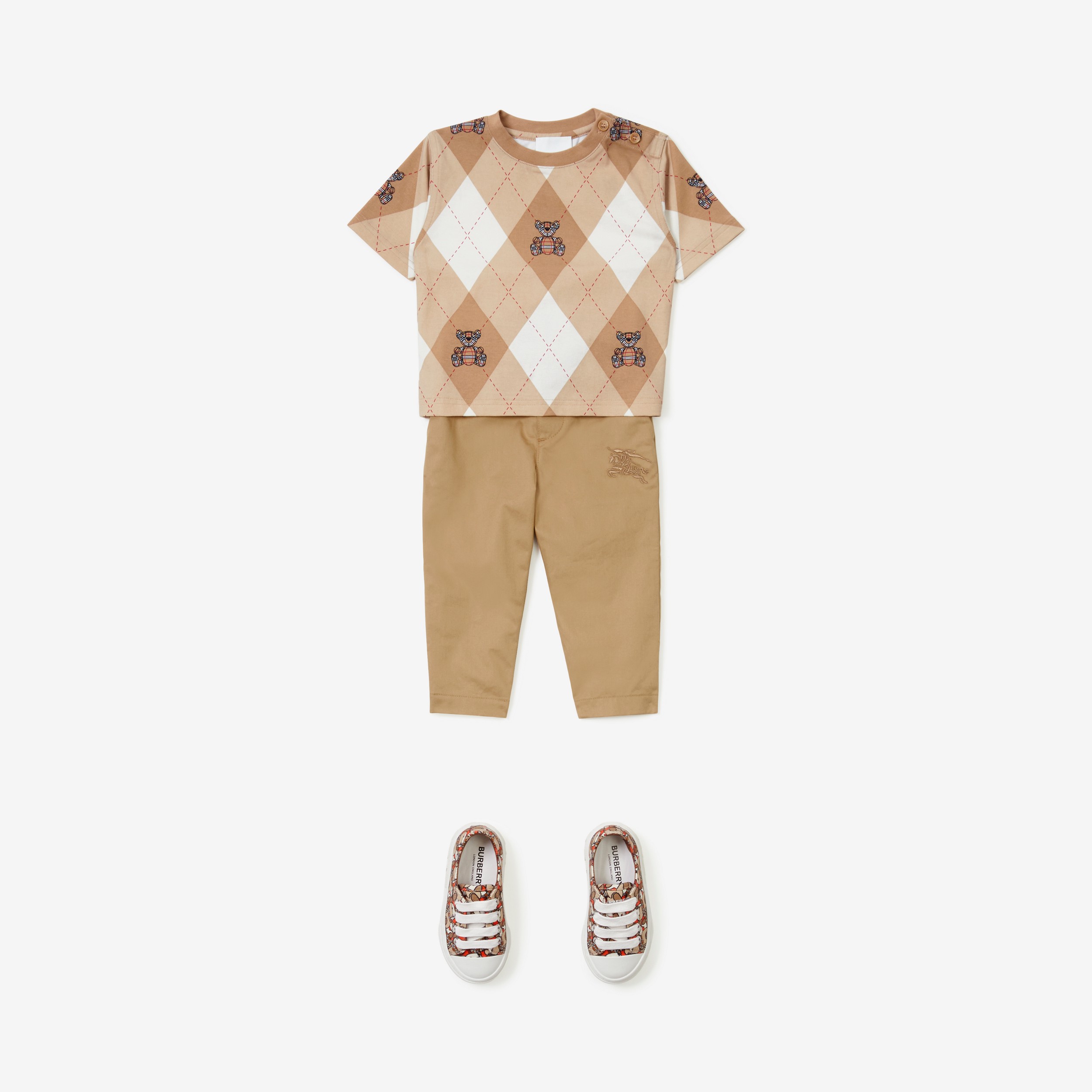 T-shirt in cotone con stampa Argyle e orsetto Thomas (Fulvo Tenue) - Bambini | Sito ufficiale Burberry® - 4