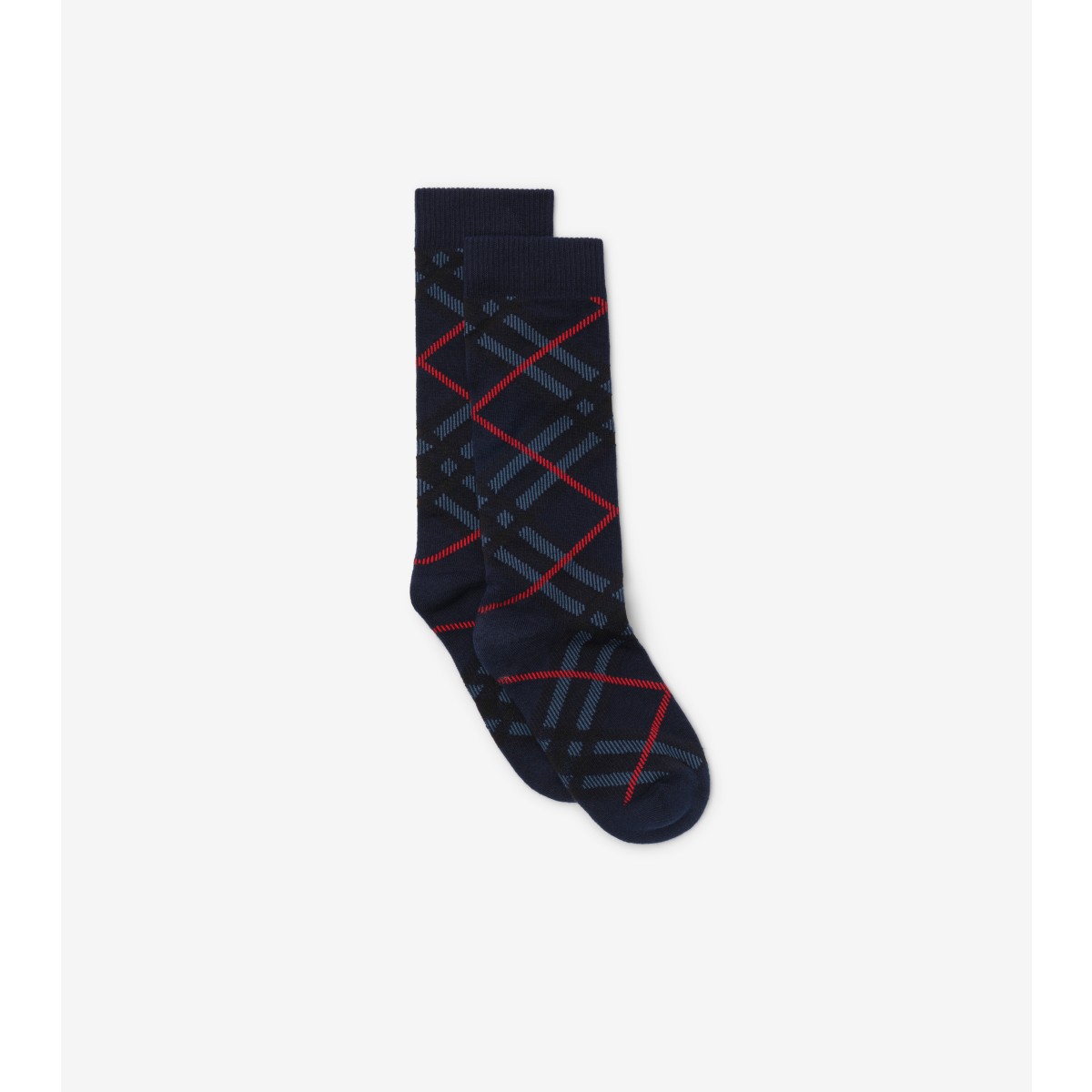 Burberry Checked Cotton-blend Socks In Blue