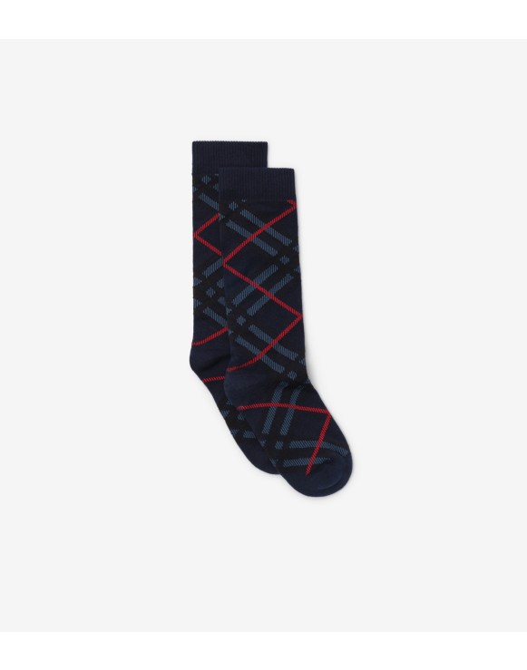 Check Cotton Blend Socks