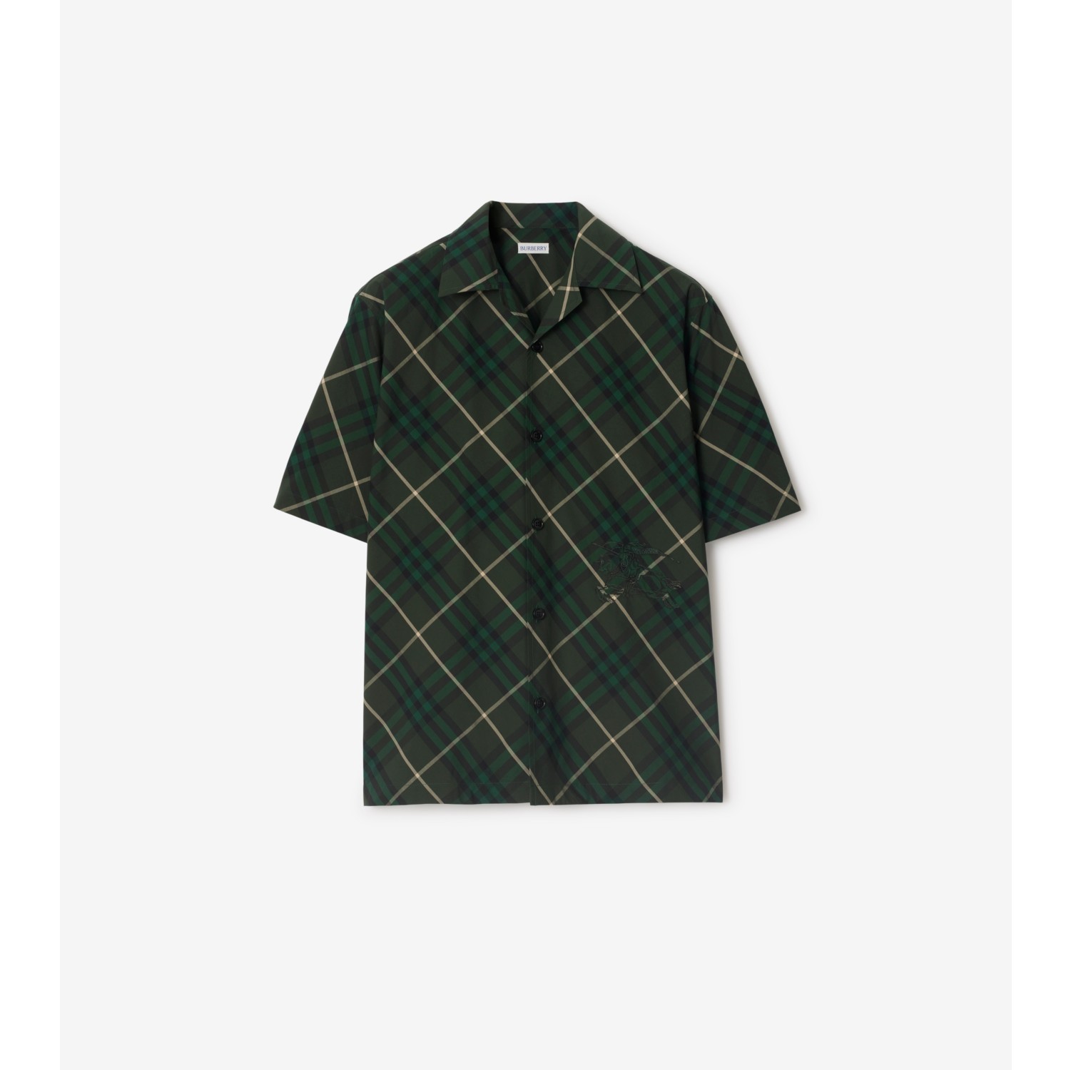 Check Cotton Shirt in Jungle Men Burberry Official