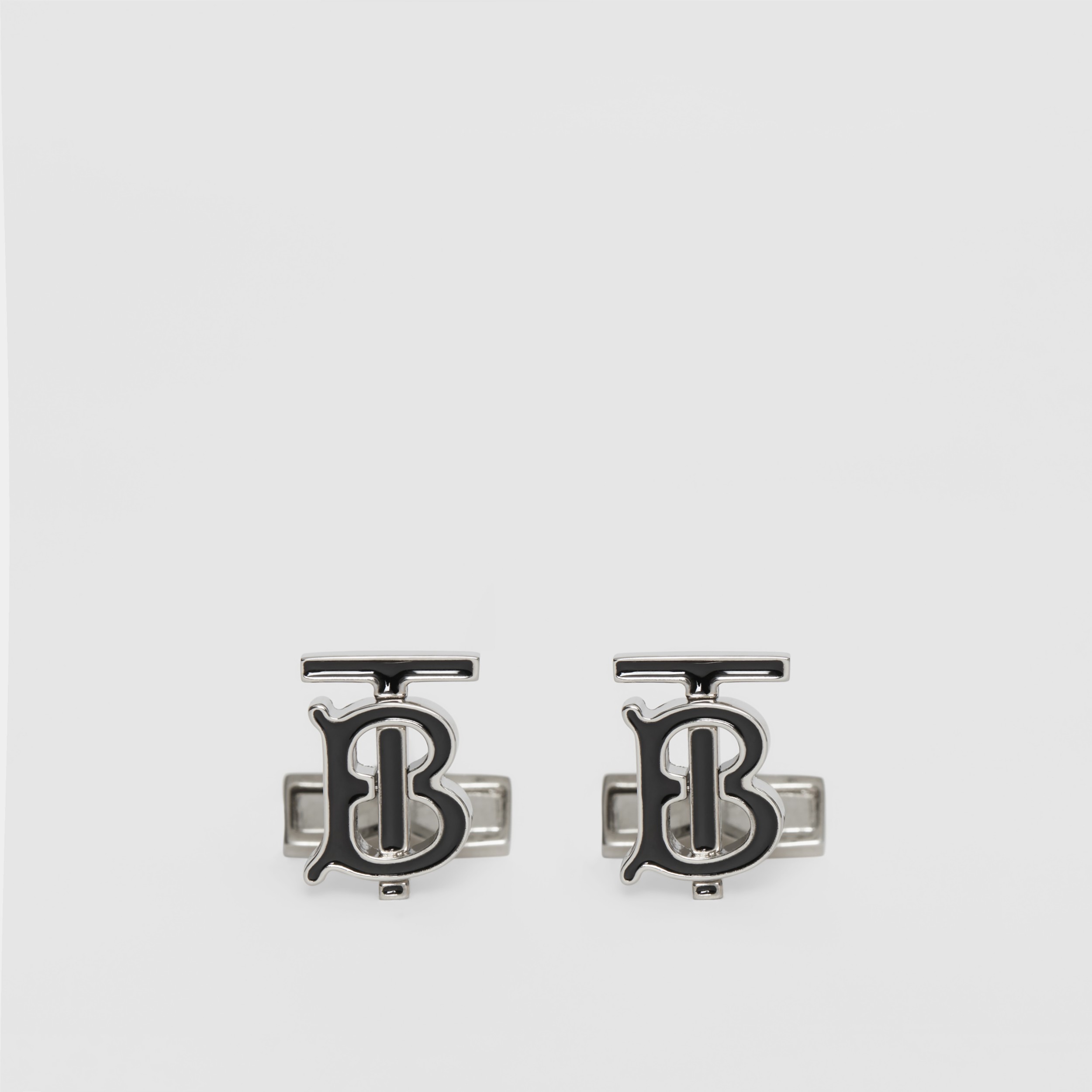 Koge Stavning øje Monogram Motif Enamel and Palladium-plated Cufflinks in Palladium/black -  Men | Burberry United Kingdom
