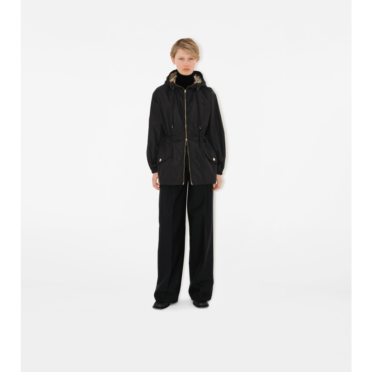  Check Nylon Hooded Jacket