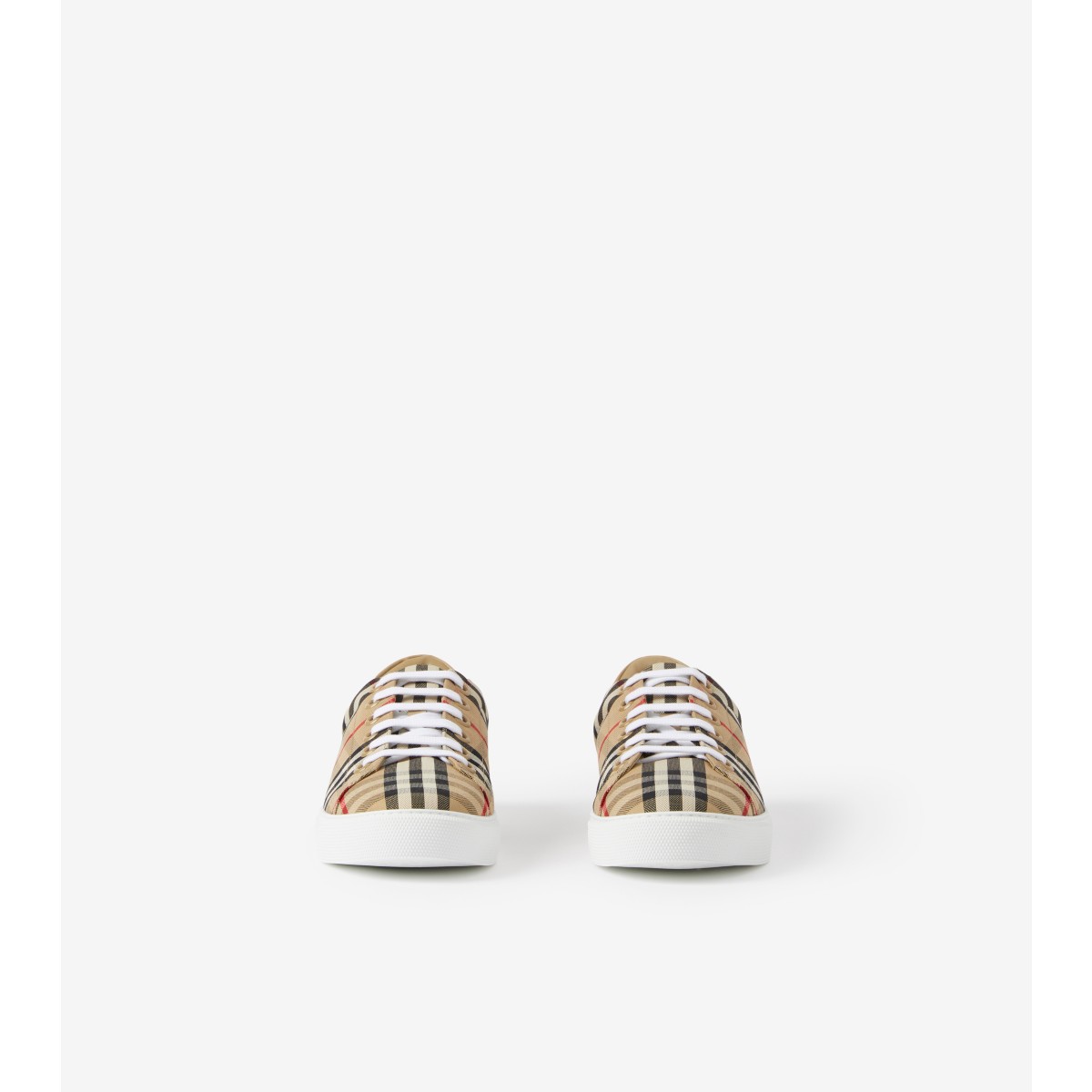  Check and Leather Sneakers