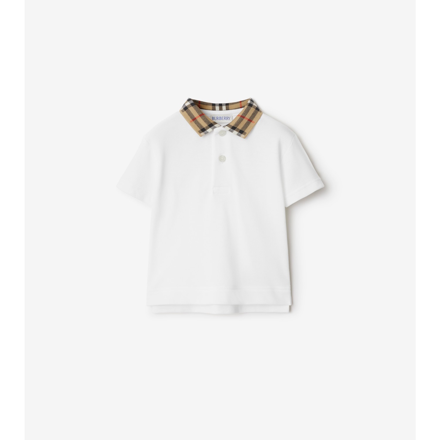 Check Collar Cotton Polo Shirt