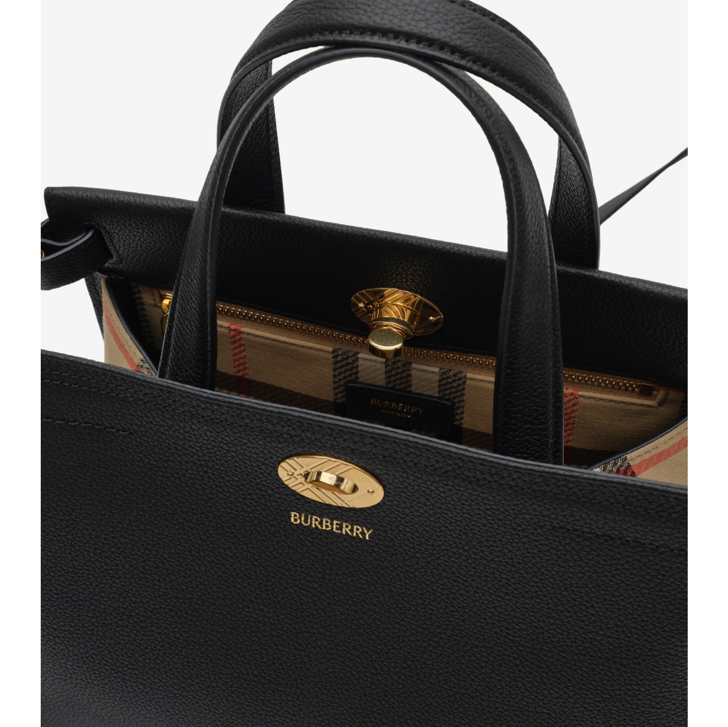 Mini Cotswolds Check Tote in Black - Women, Leather | Burberry