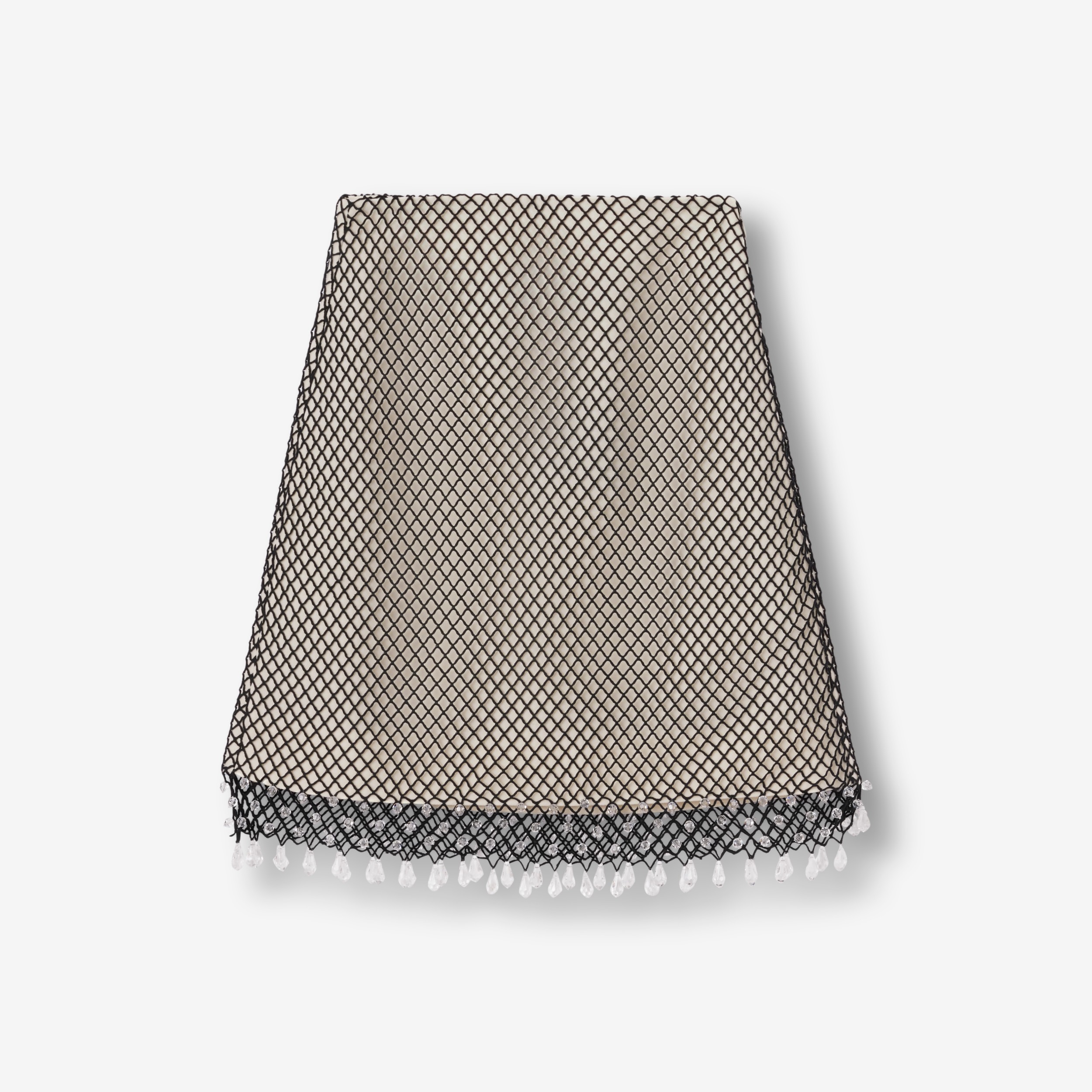 Crystal-embellished fishnet mini skirt in Natural White - Women | Burberry® Official - 1