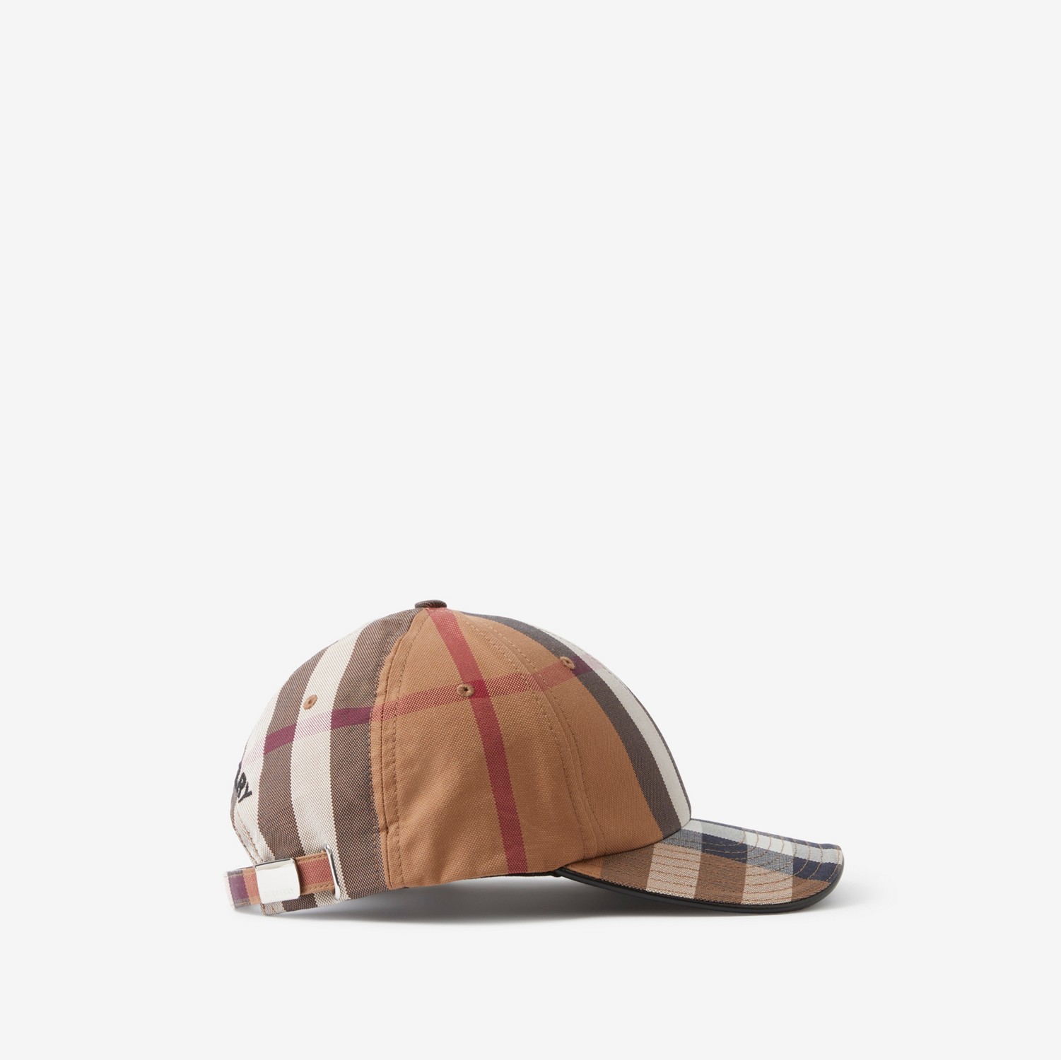 Logo Detail Exaggerated Check Cotton Baseball Cap in Birch Brown | Burberry® Official