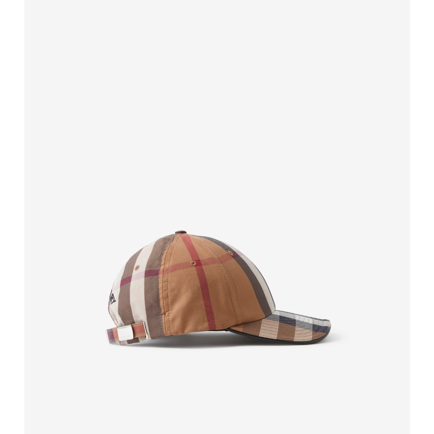 Logo Detail Exaggerated Check Cotton Baseball Cap in Birch brown 