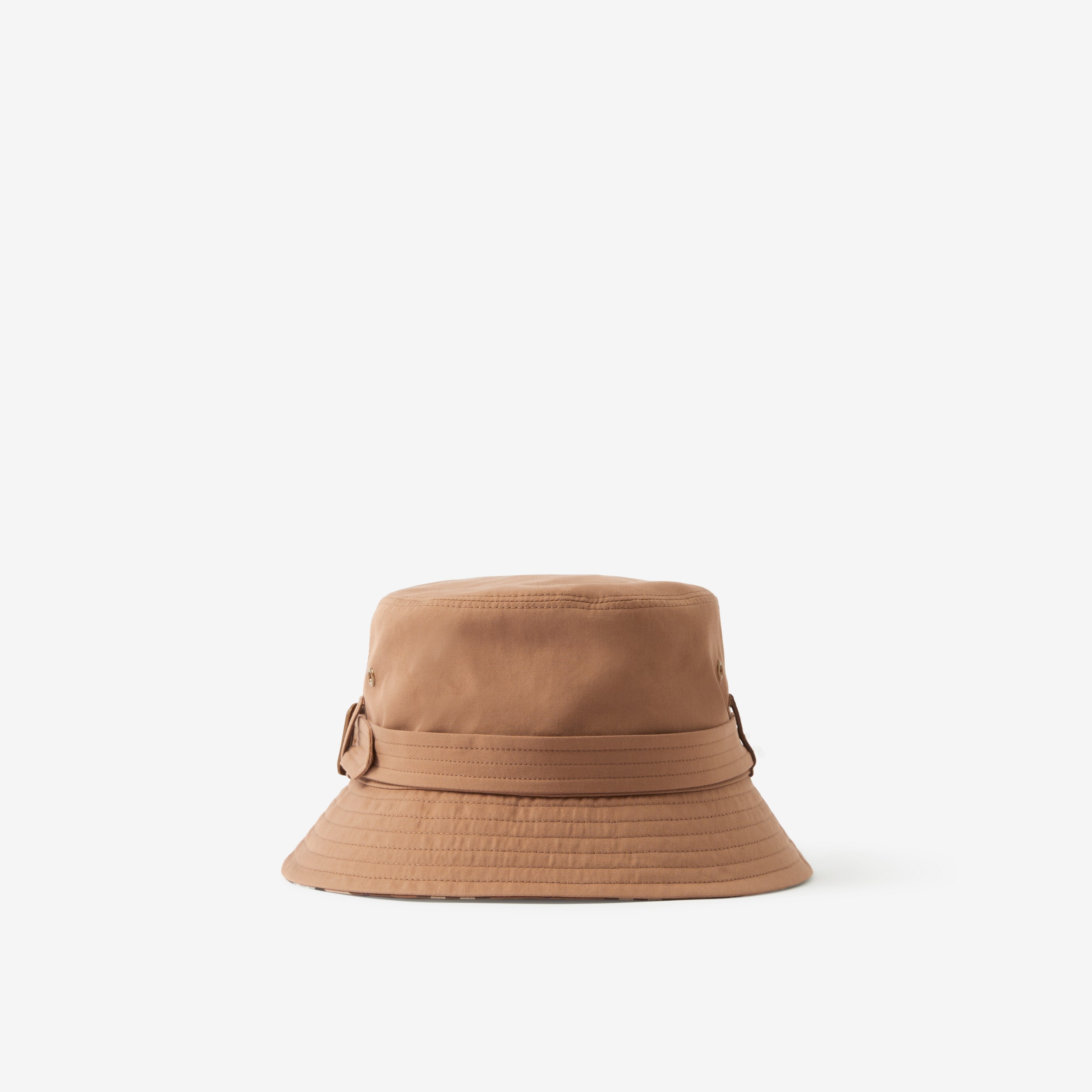Cotton Gabardine Belted Bucket Hat in Warm Walnut Brown | Burberry® Official - 1