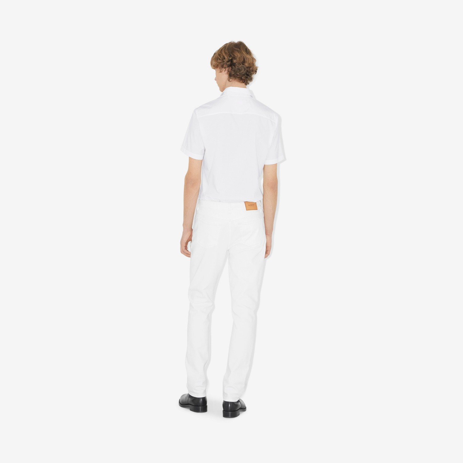 Camisa de algodão stretch com estampa EKD (Branco) - Homens | Burberry® oficial