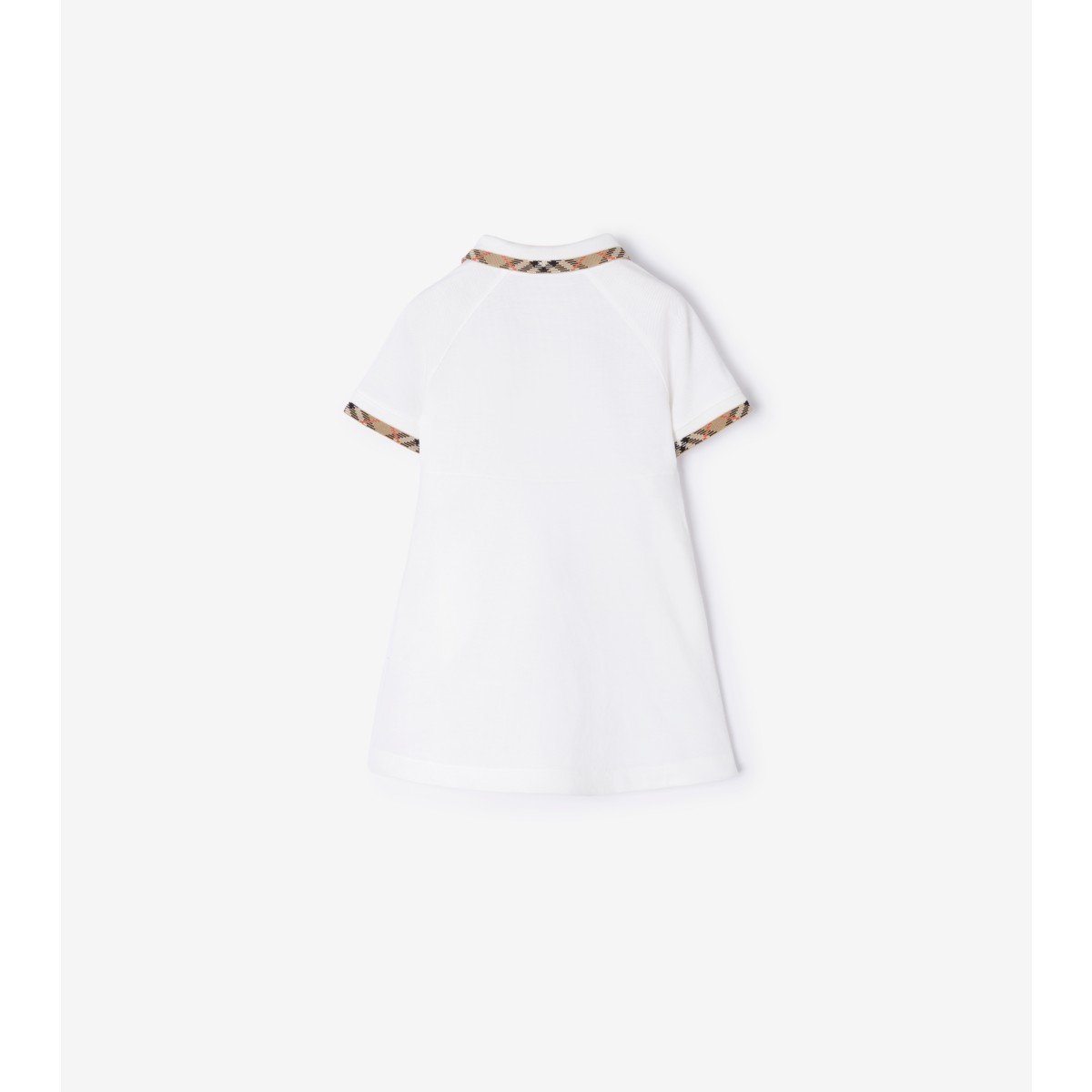  Check Trim Cotton Polo Shirt Dress