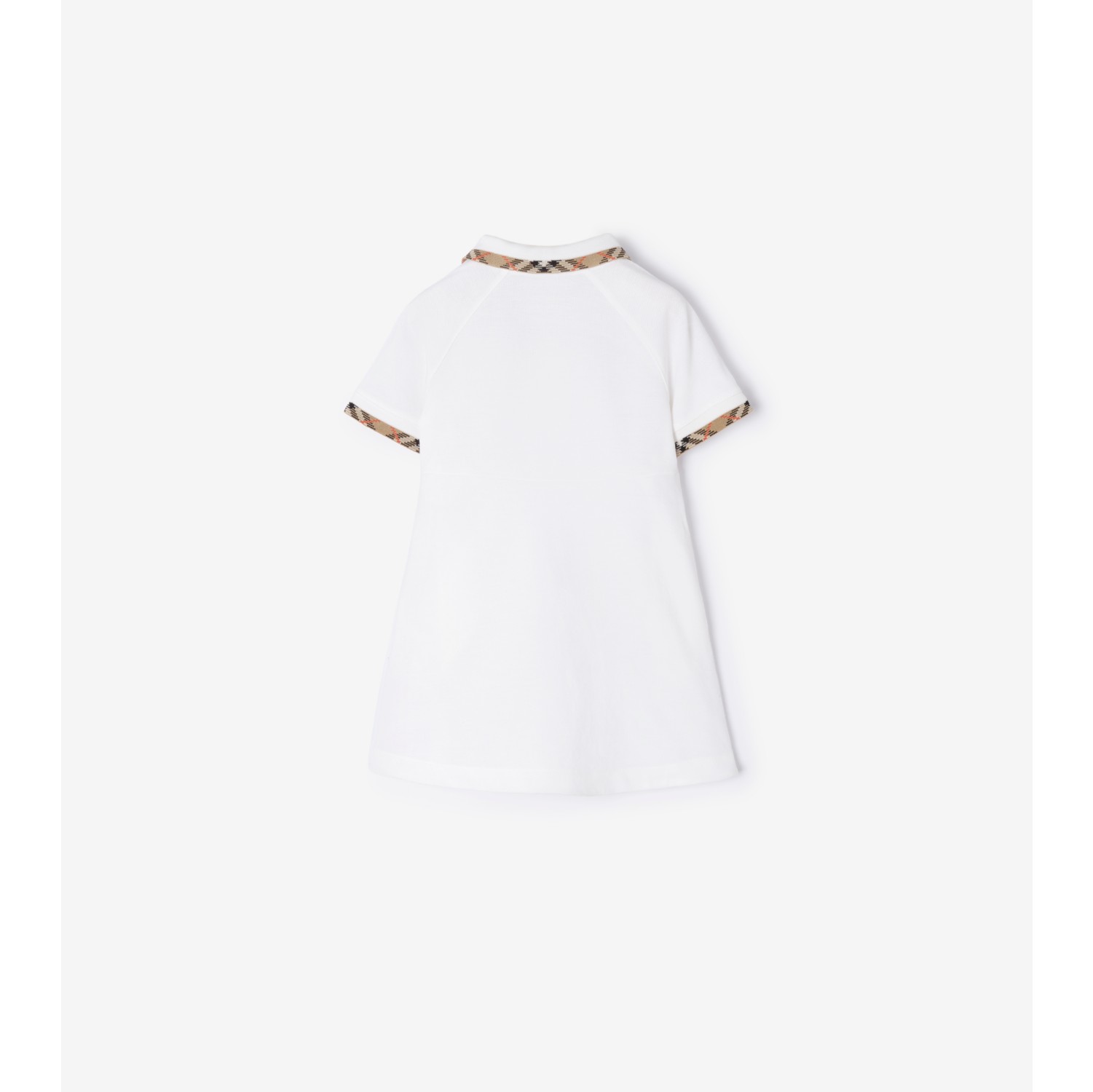 Check Trim Cotton Polo Shirt Dress